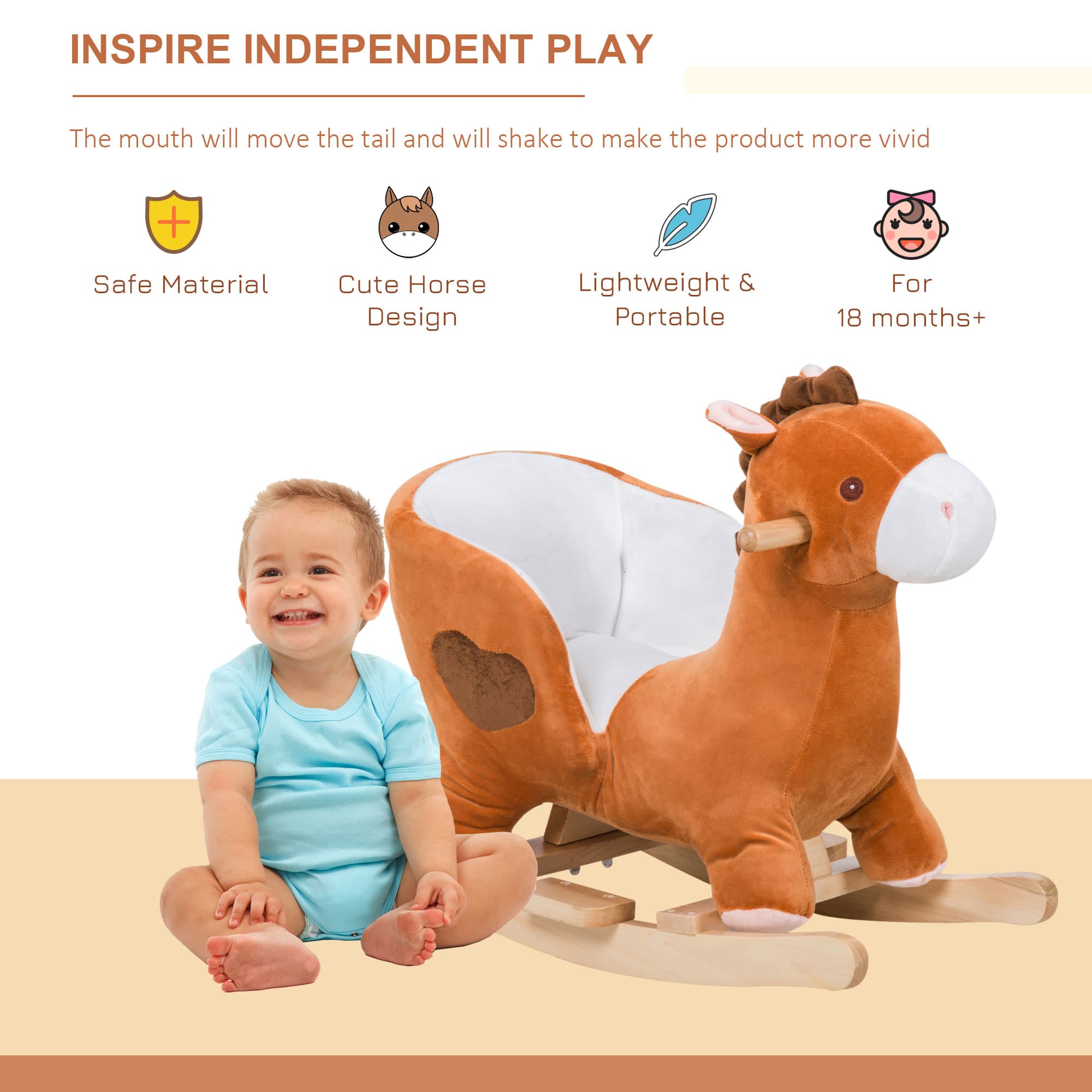 Kids Ride On Rocking Horse, Plush Animal image 4