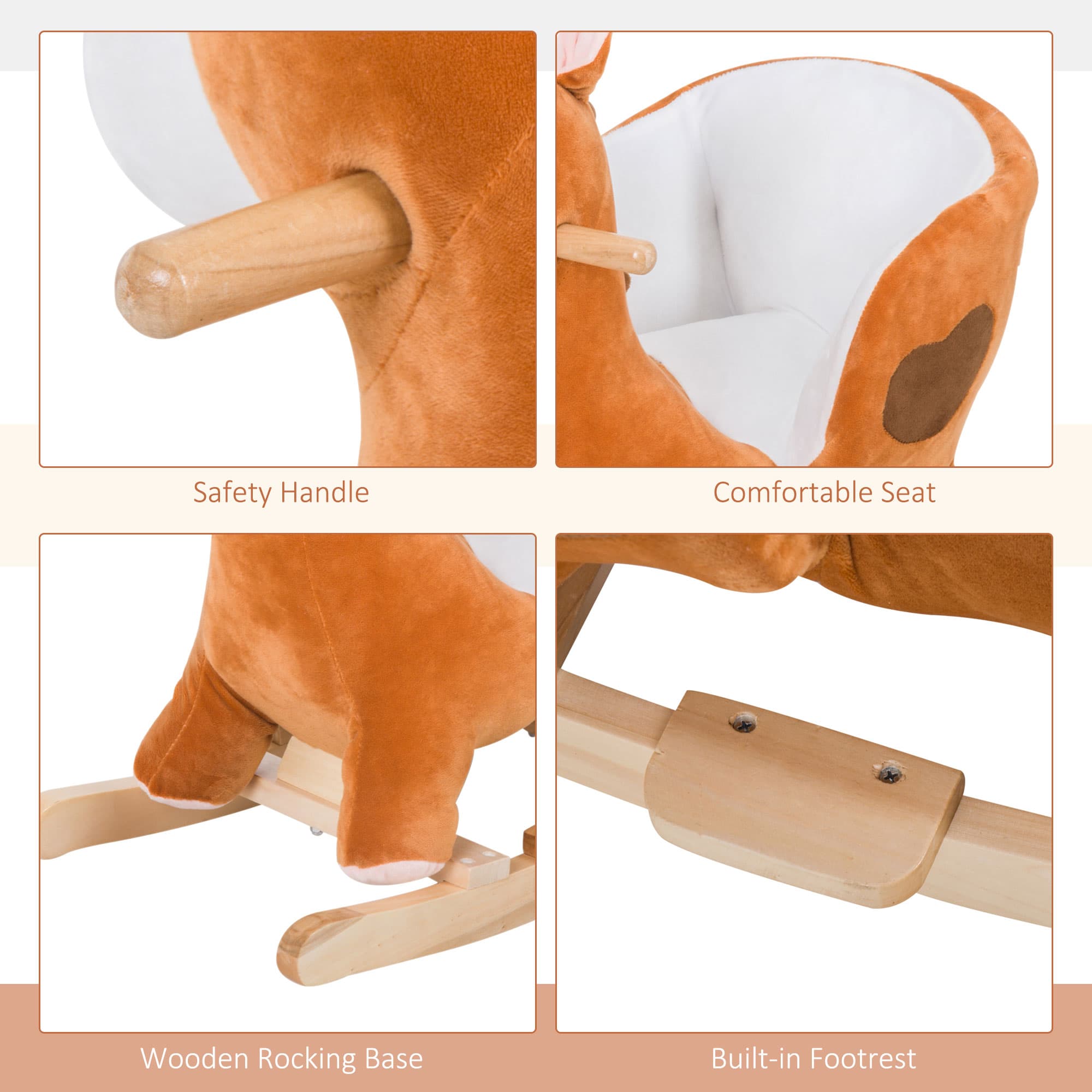 Kids Ride On Rocking Horse, Plush Animal image 5