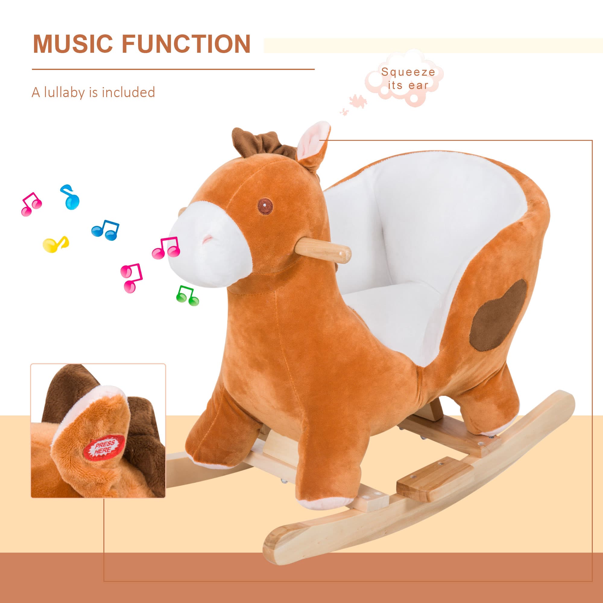 Kids Ride On Rocking Horse, Plush Animal image 6