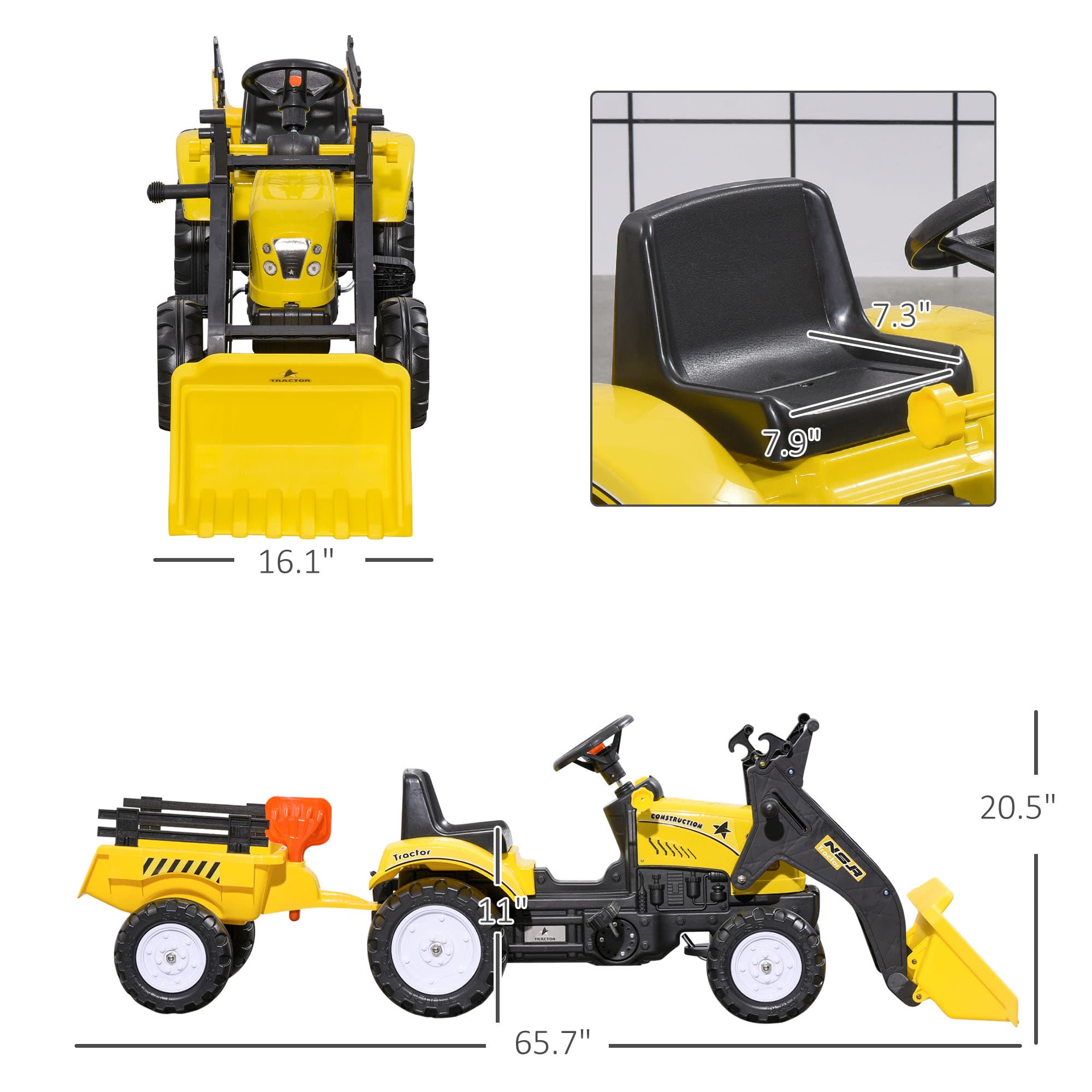 Ride-On Kids Bulldozer/Excavator Toy with Real Working image 3