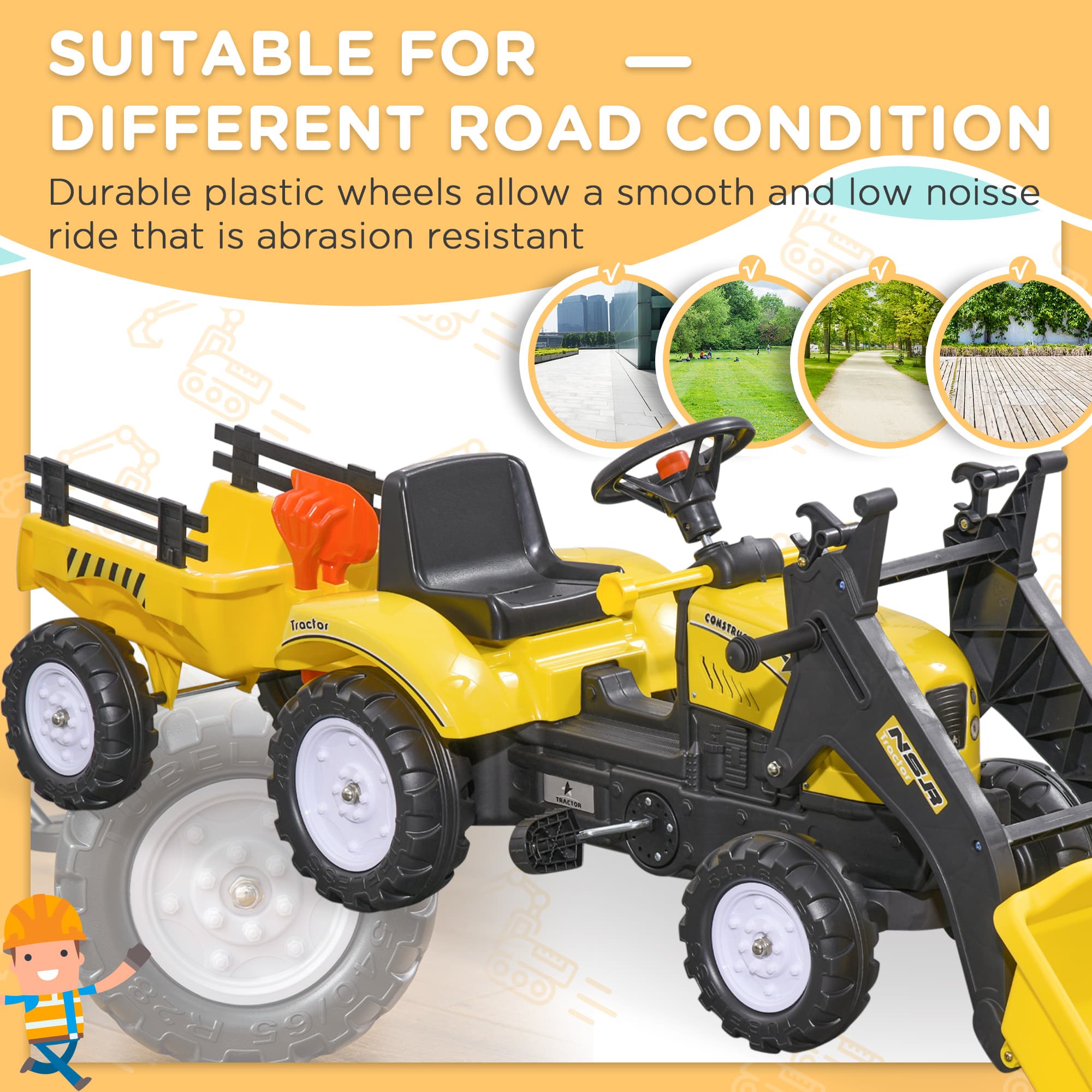Ride-On Kids Bulldozer/Excavator Toy with Real Working image 6