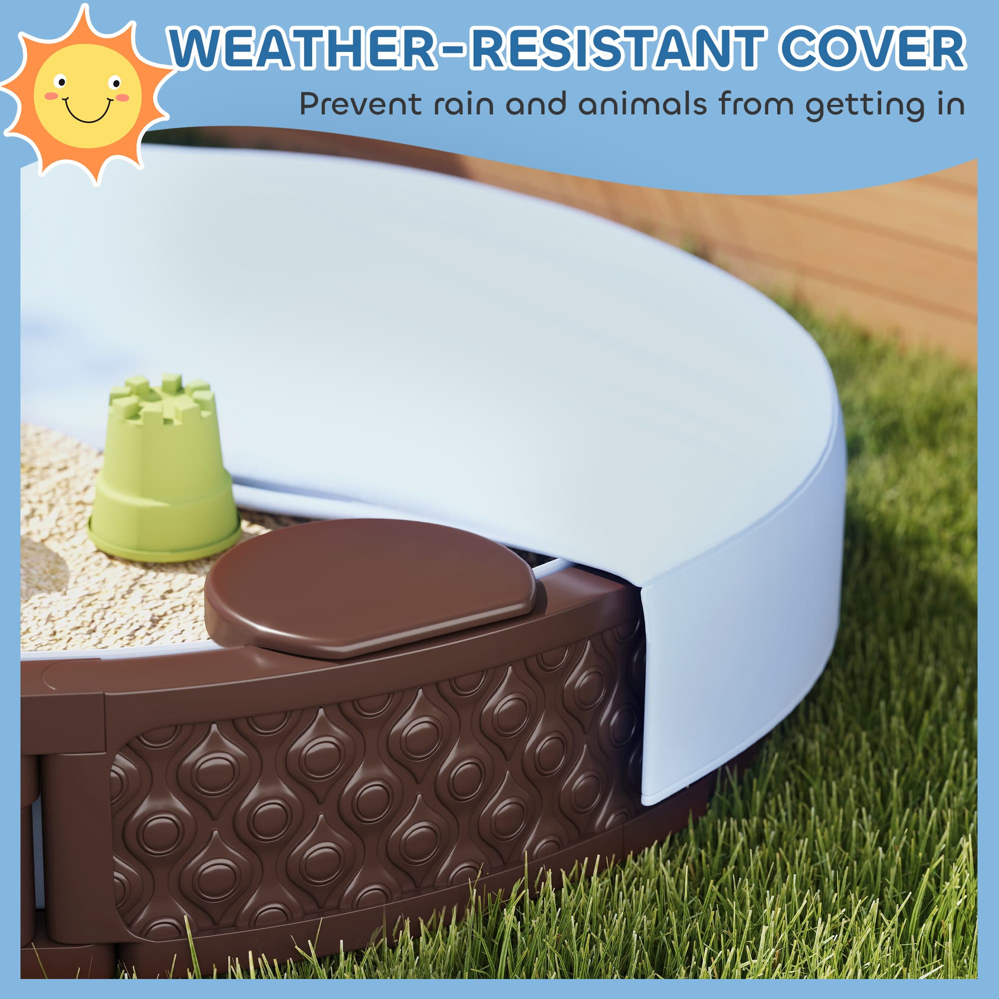 47" Round Kids Sandbox with Cover, 3 image 6