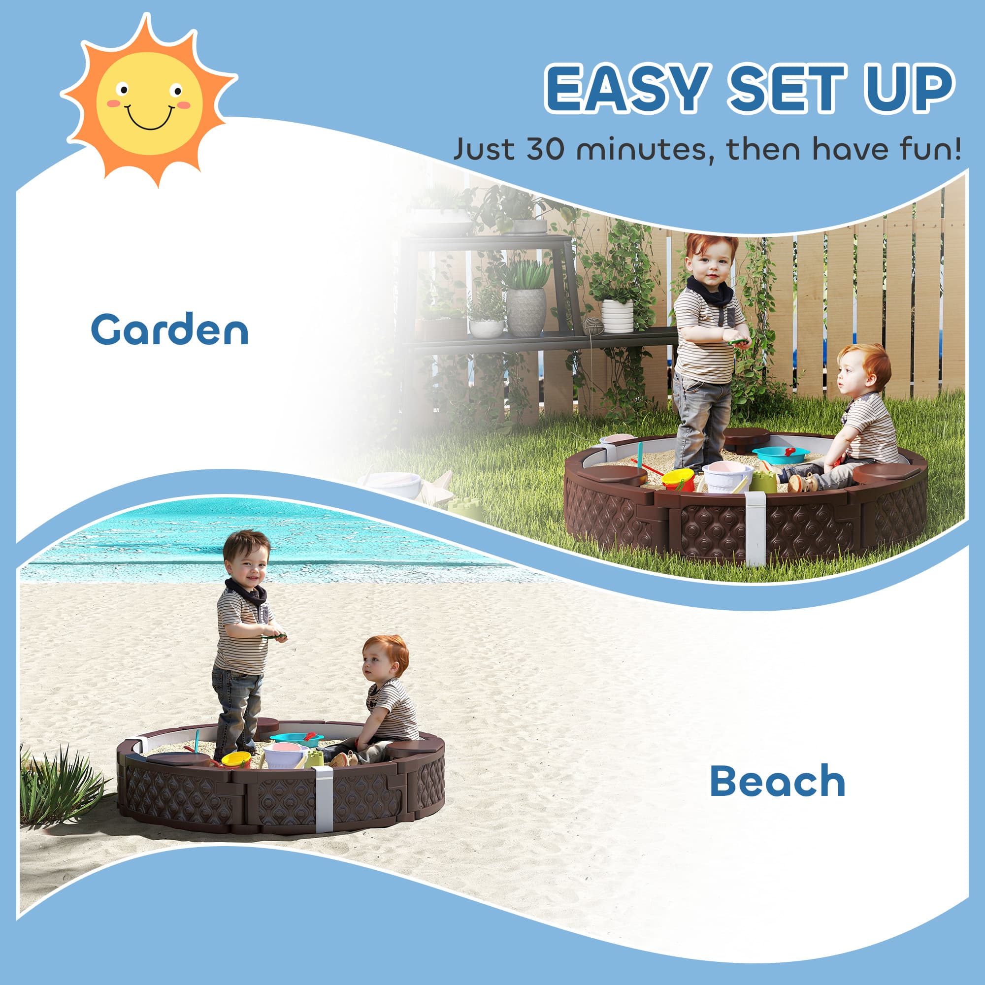 47" Round Kids Sandbox with Cover, 3 image 7