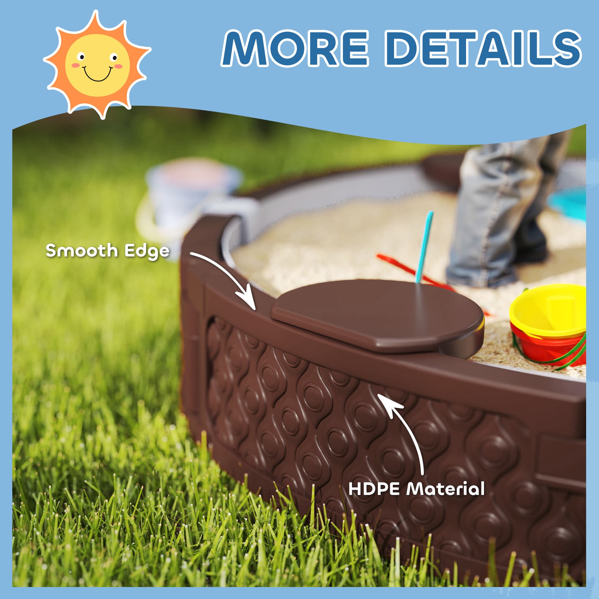 47" Round Kids Sandbox with Cover, 3 image 8
