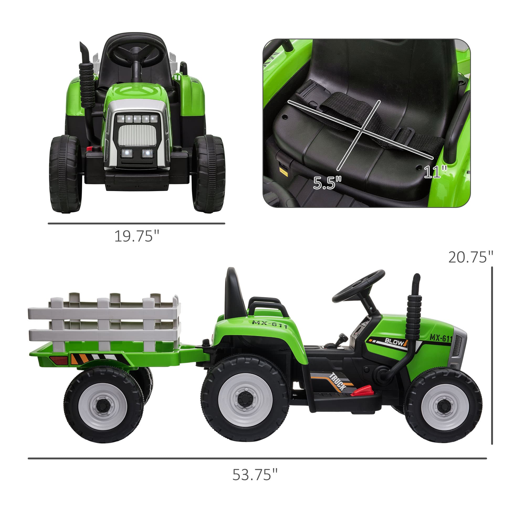 12V Ride on Tractor with Trailer, 25W image 3