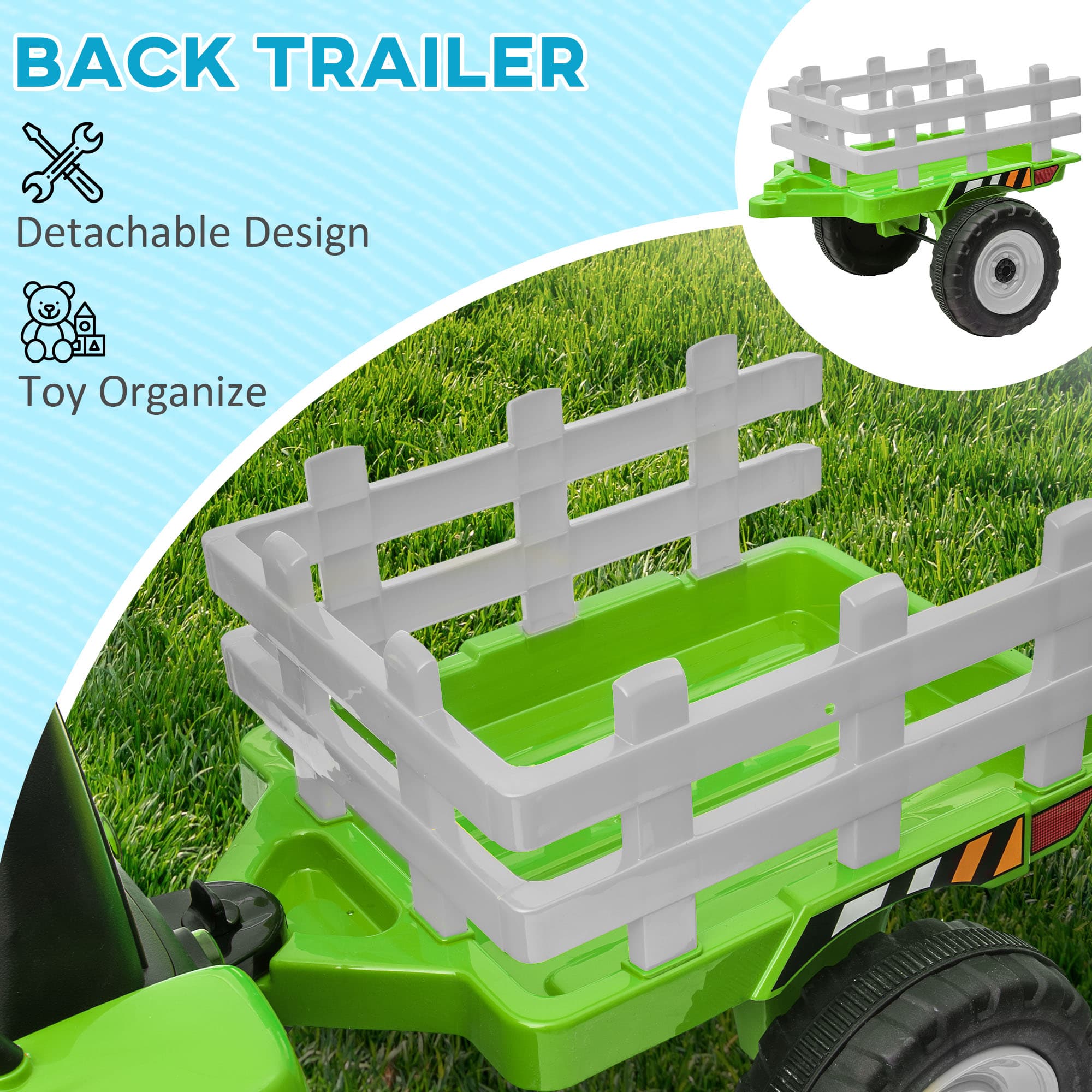 12V Ride on Tractor with Trailer, 25W image 4