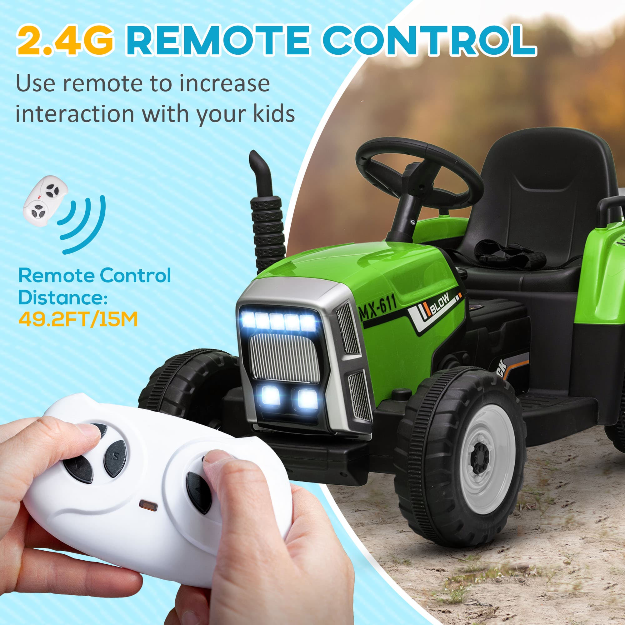 12V Ride on Tractor with Trailer, 25W image 5