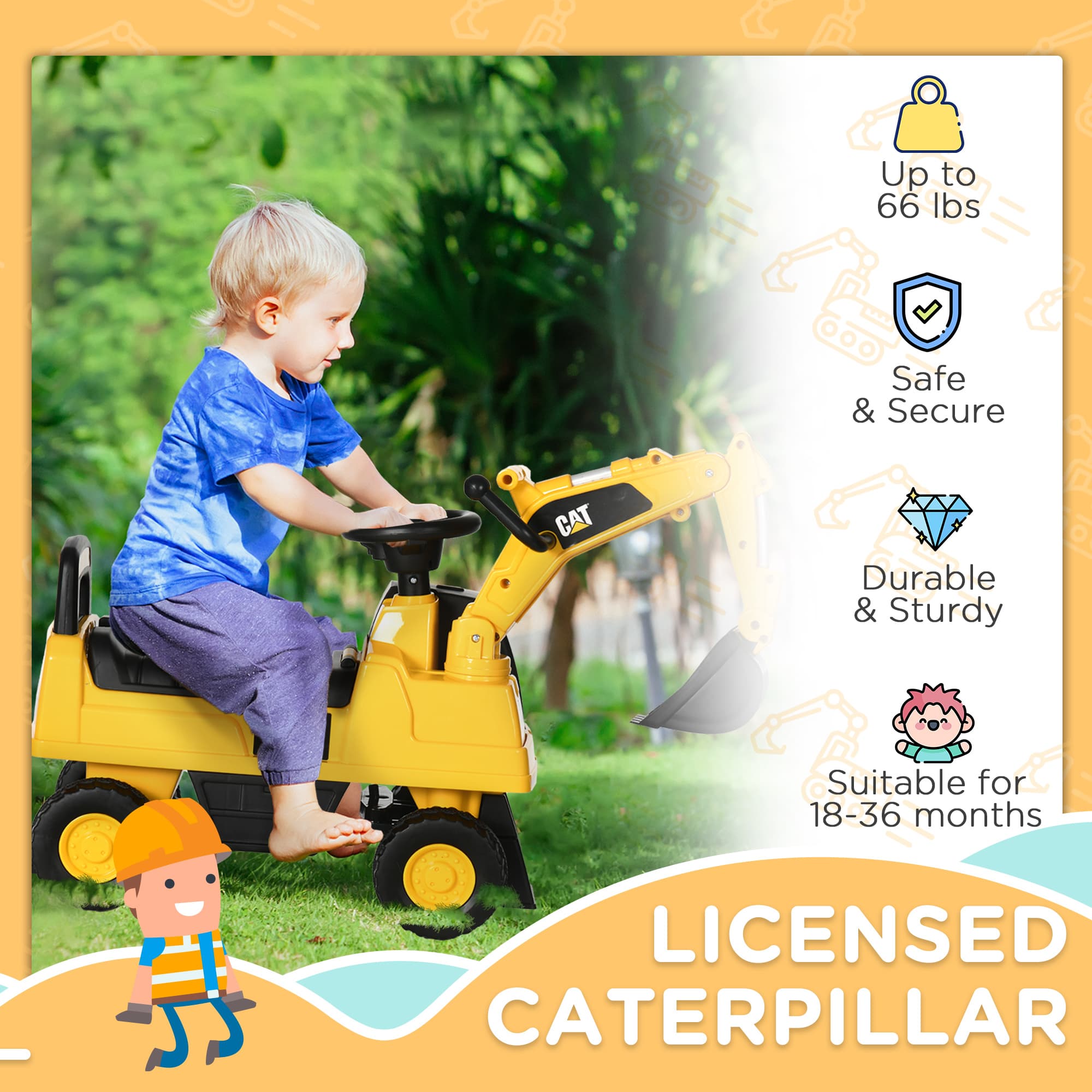 Kids Excavator Ride on Toy CAT Licensed image 4