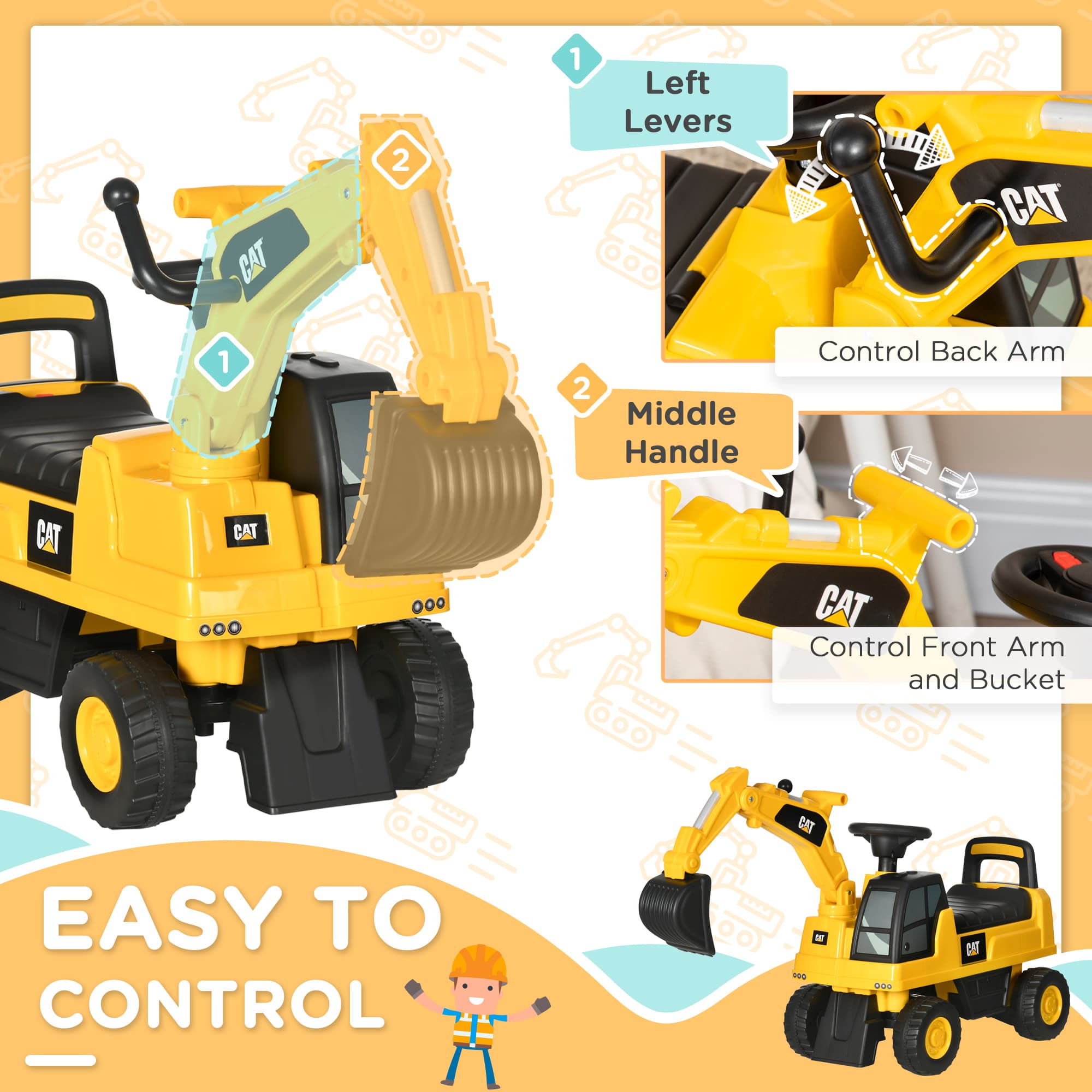Kids Excavator Ride on Toy CAT Licensed image 5