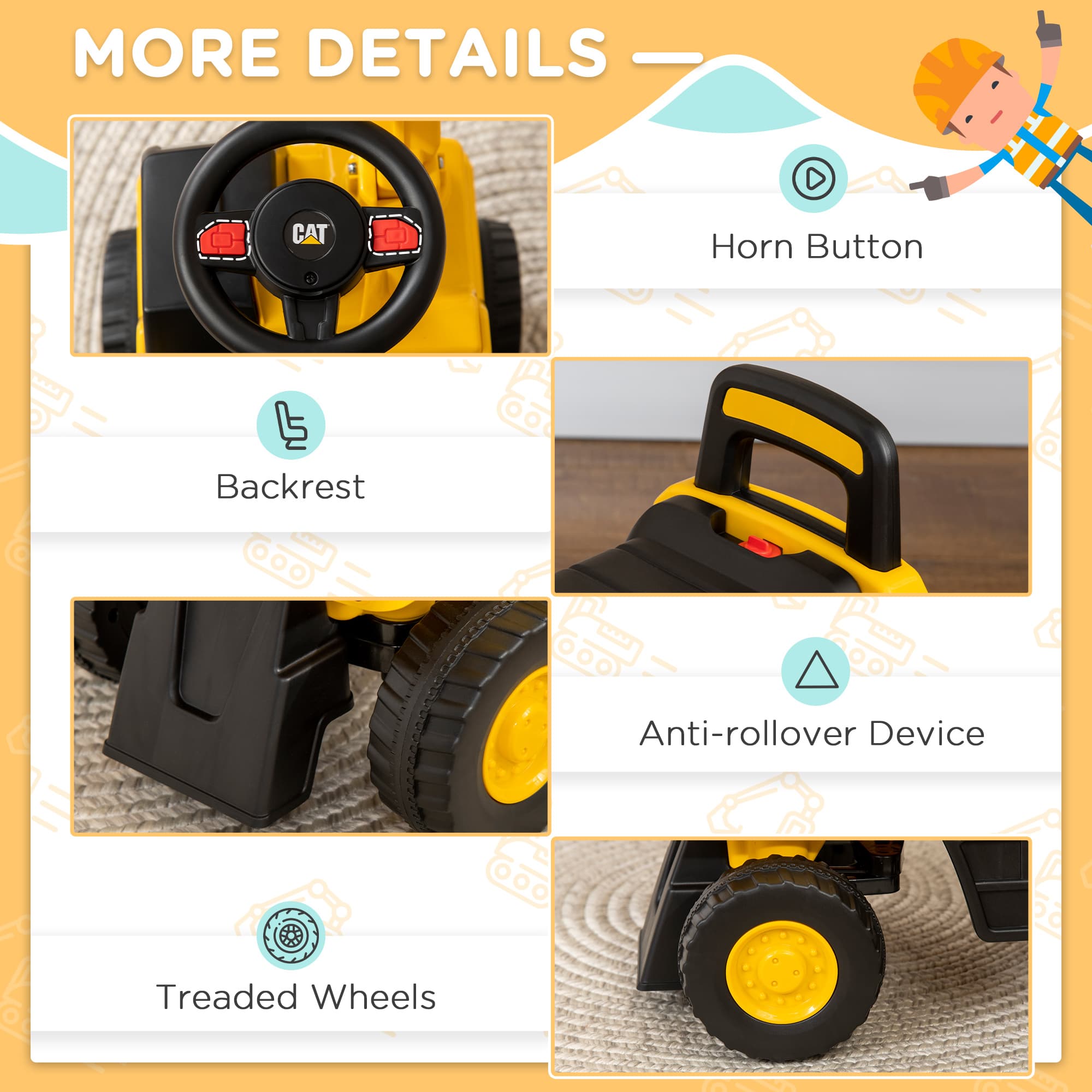 Kids Excavator Ride on Toy CAT Licensed image 7