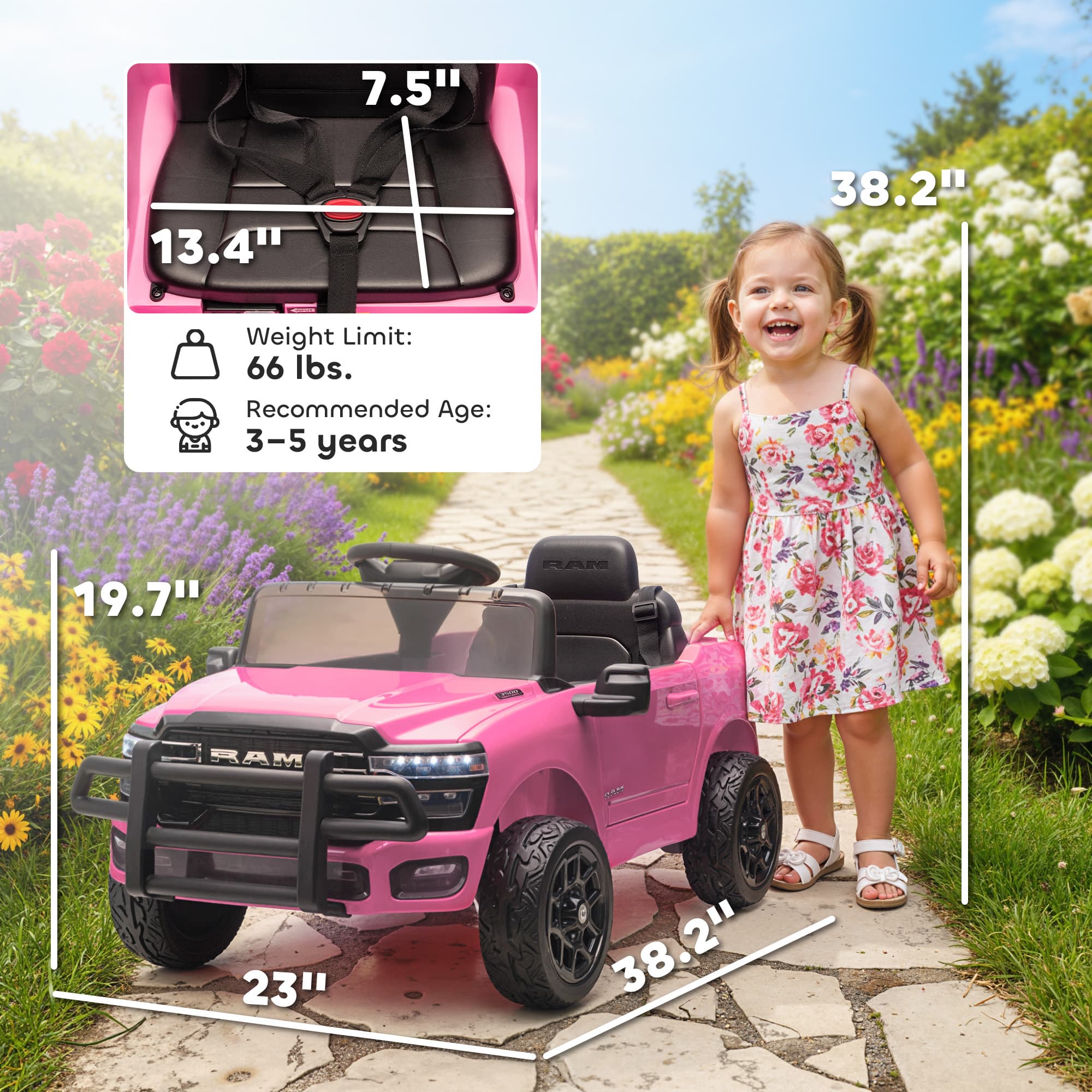 12V Kids Ride on Car, Licensed Dodge image 3
