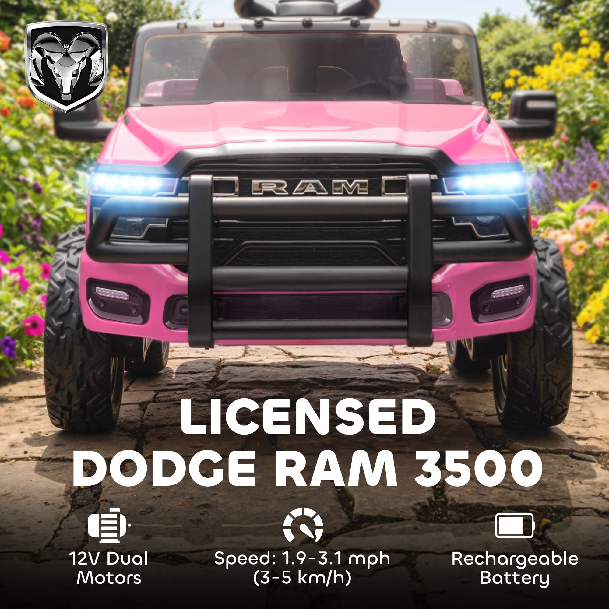 12V Kids Ride on Car, Licensed Dodge image 4