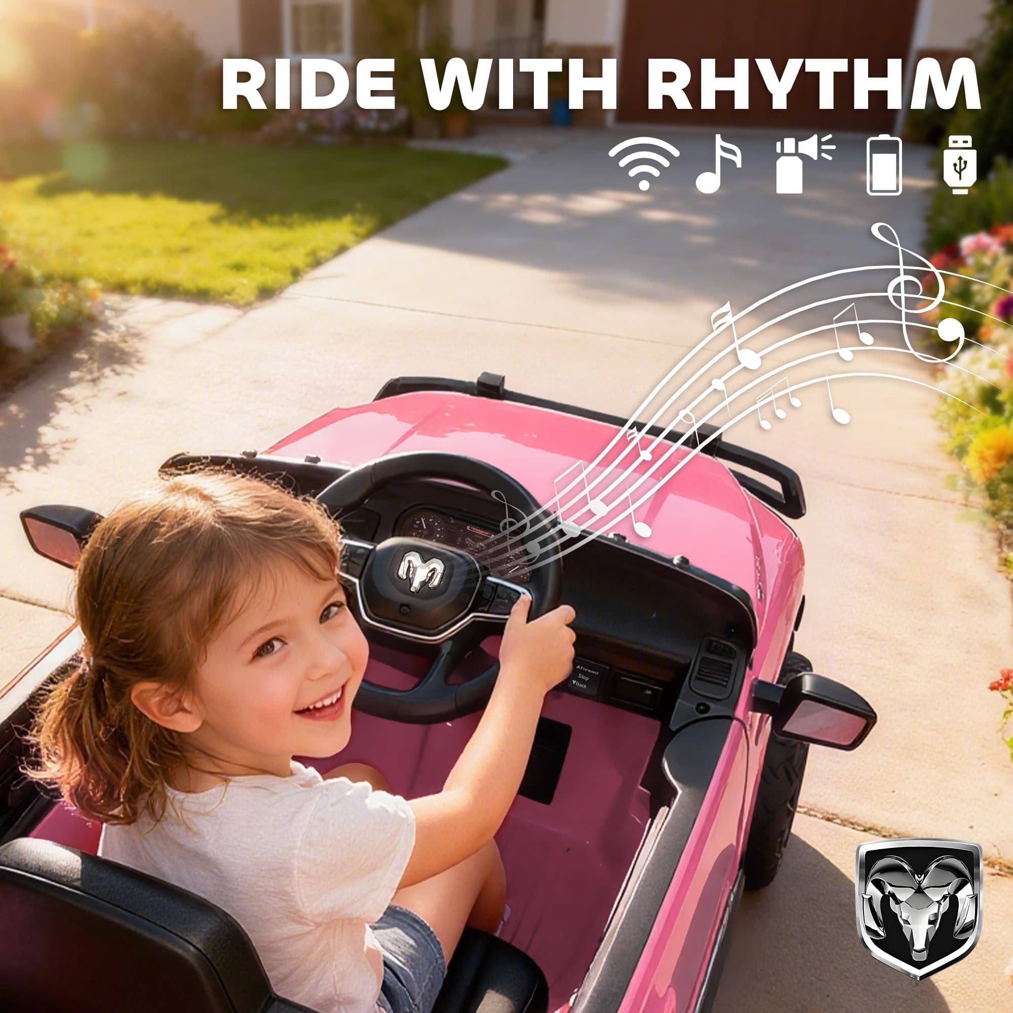 12V Kids Ride on Car, Licensed Dodge image 7