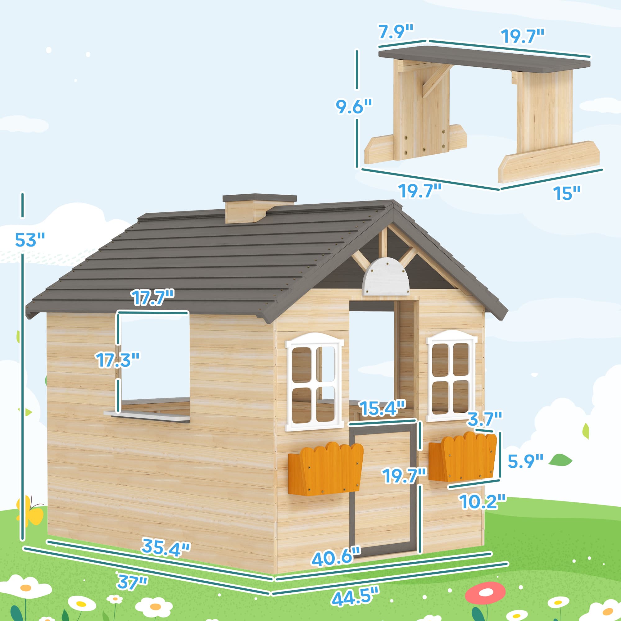 Wooden Playhouse for Kids Outdoor Garden Pretend image 3