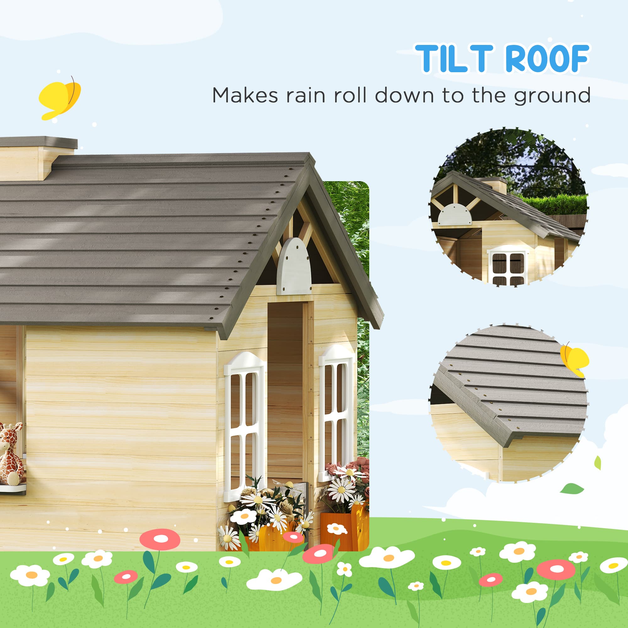 Wooden Playhouse for Kids Outdoor Garden Pretend image 6
