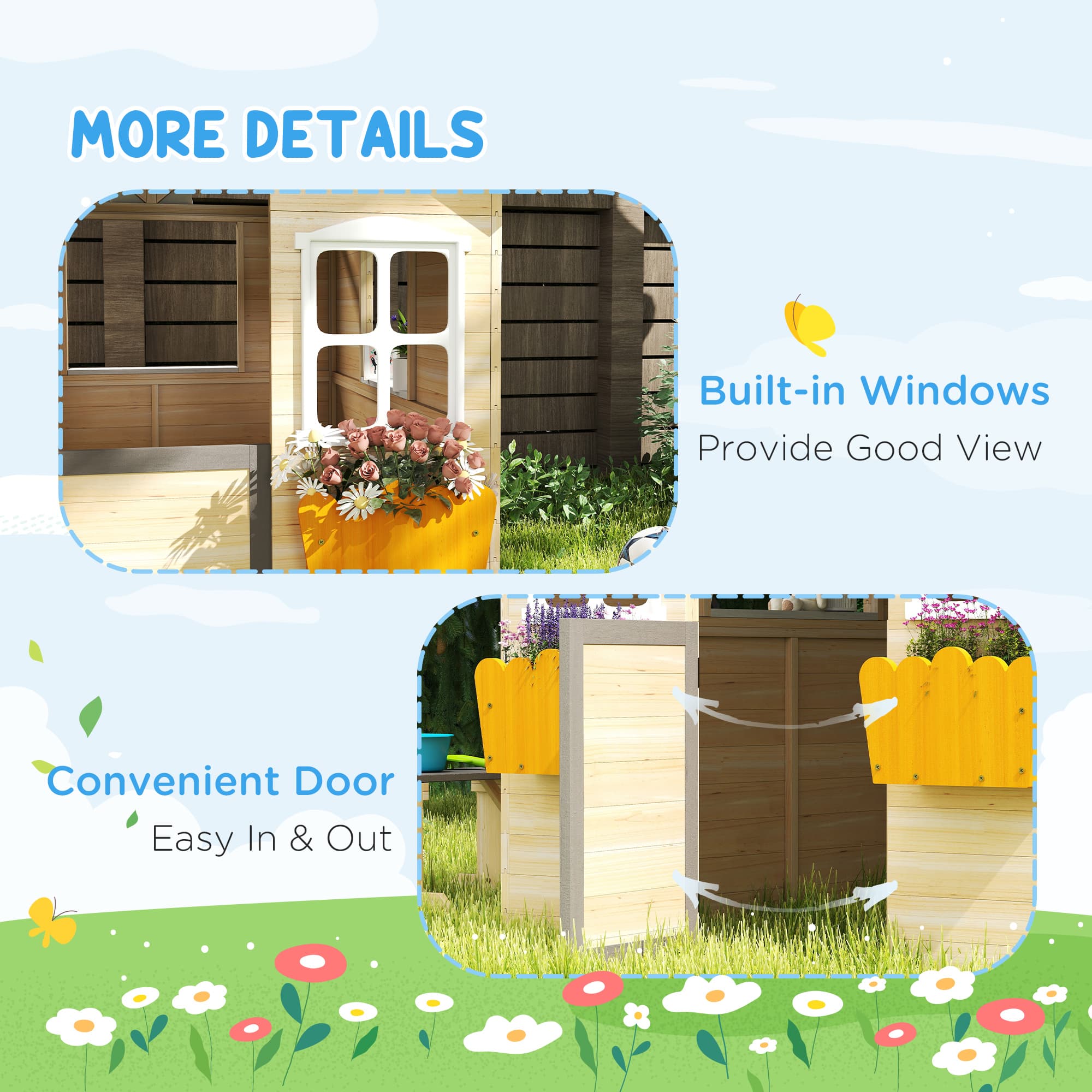 Wooden Playhouse for Kids Outdoor Garden Pretend image 7