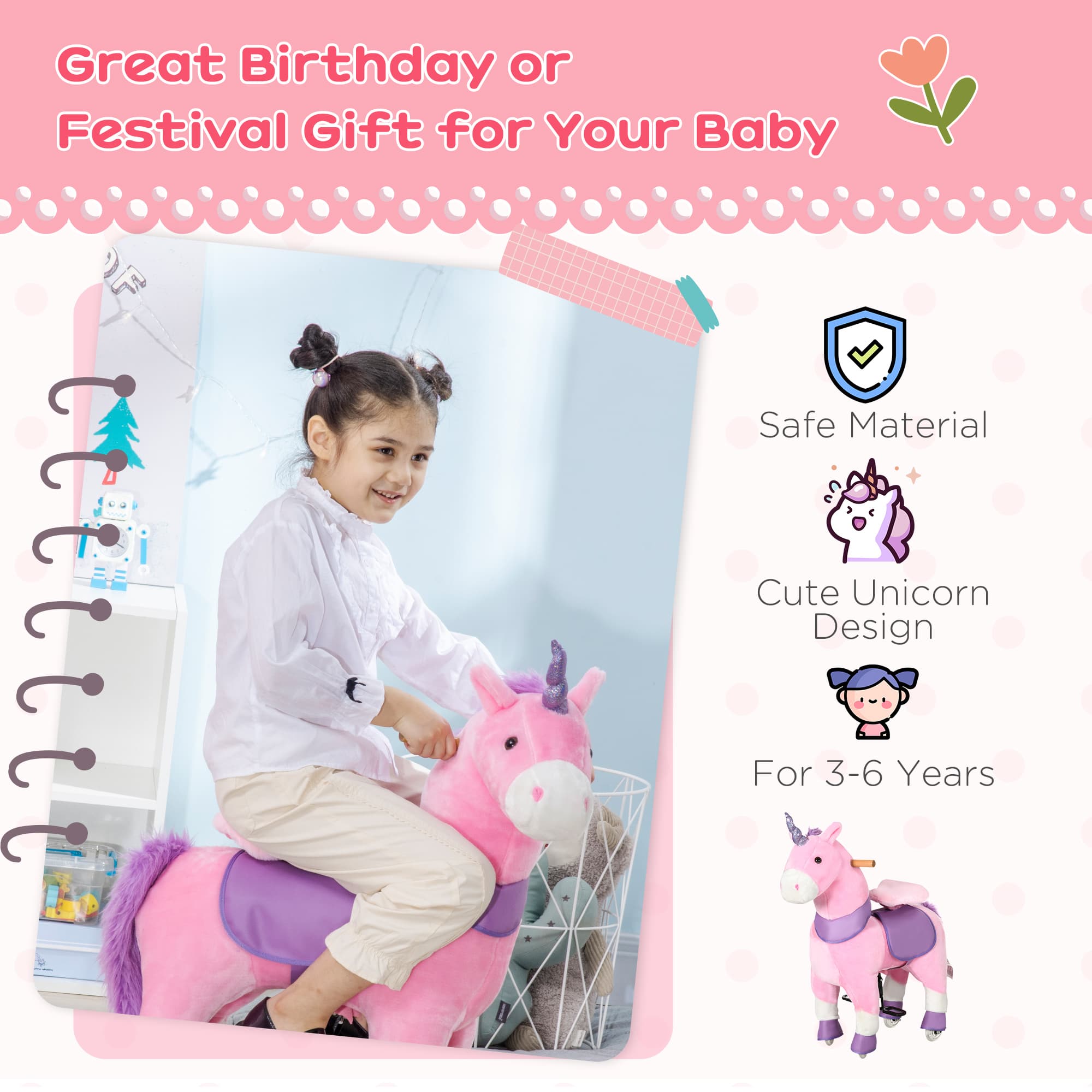 Ride On Real Walking Unicorn with Sparkly image 4