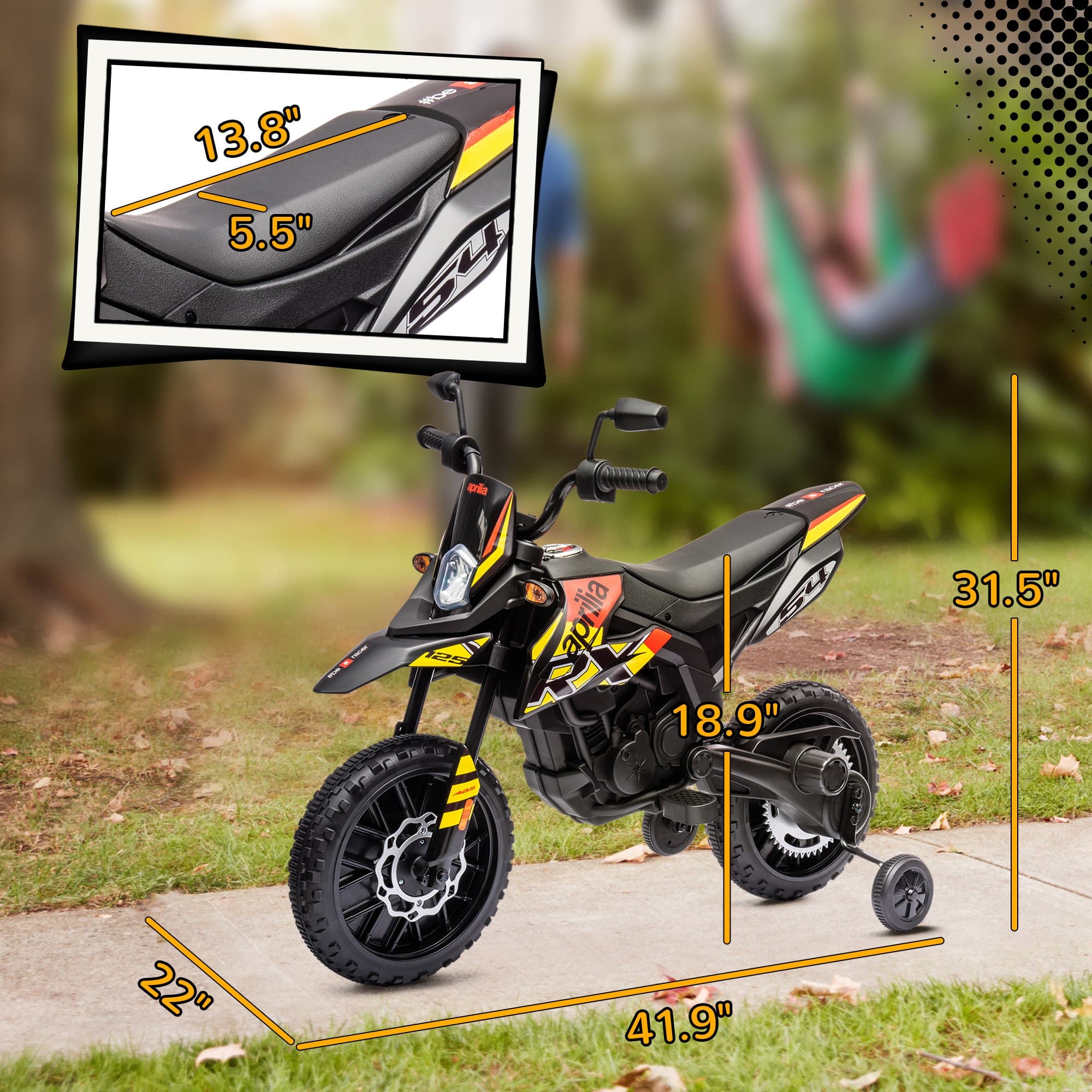 12V Aprilia Licenced Kids Motorcycle with Training image 3