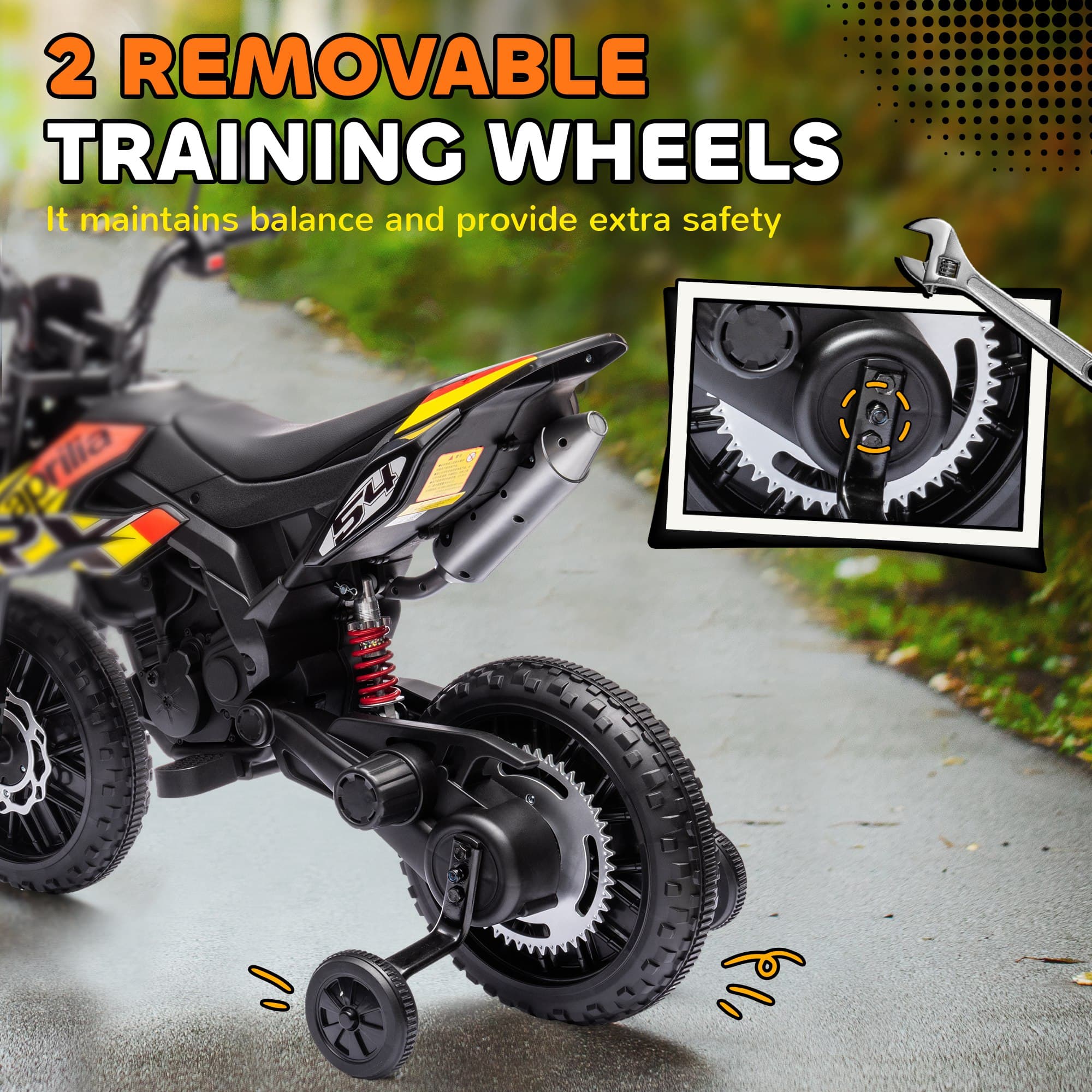 12V Aprilia Licenced Kids Motorcycle with Training image 5