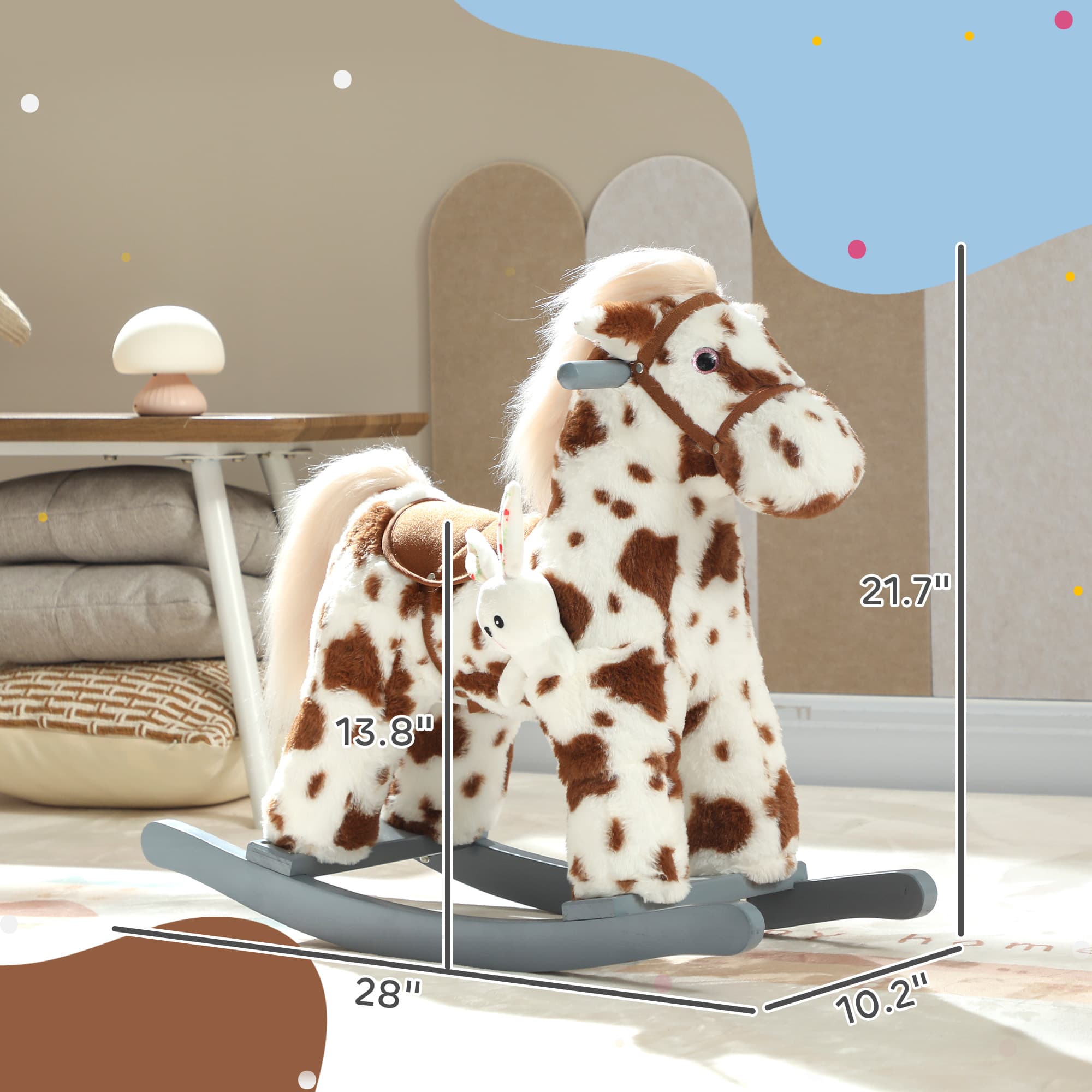 Rocking Horse, Animal Rocker with Rabbit Toy image 3