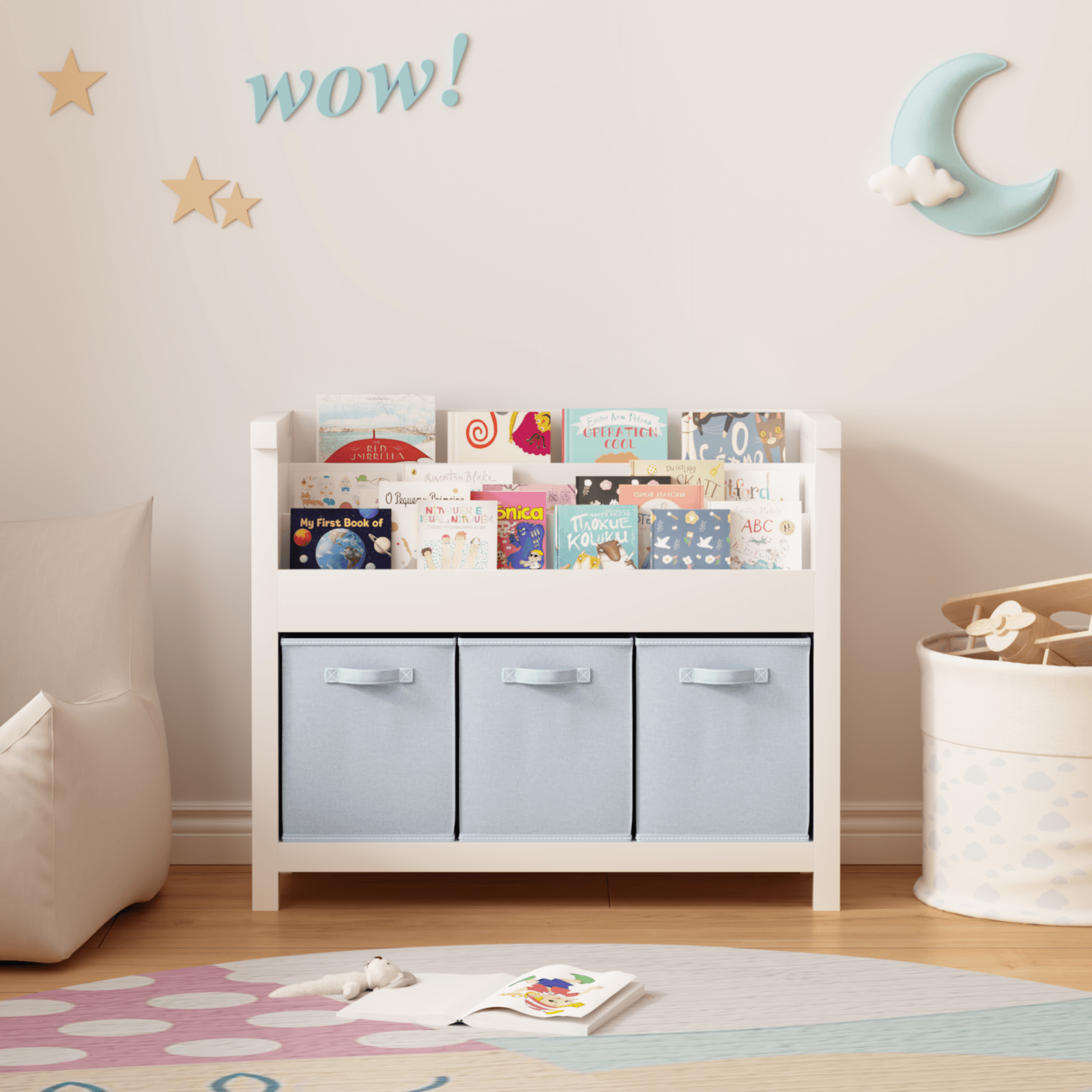 Kids Bookshelf With 3 Tier Front-Facing Storage image 14