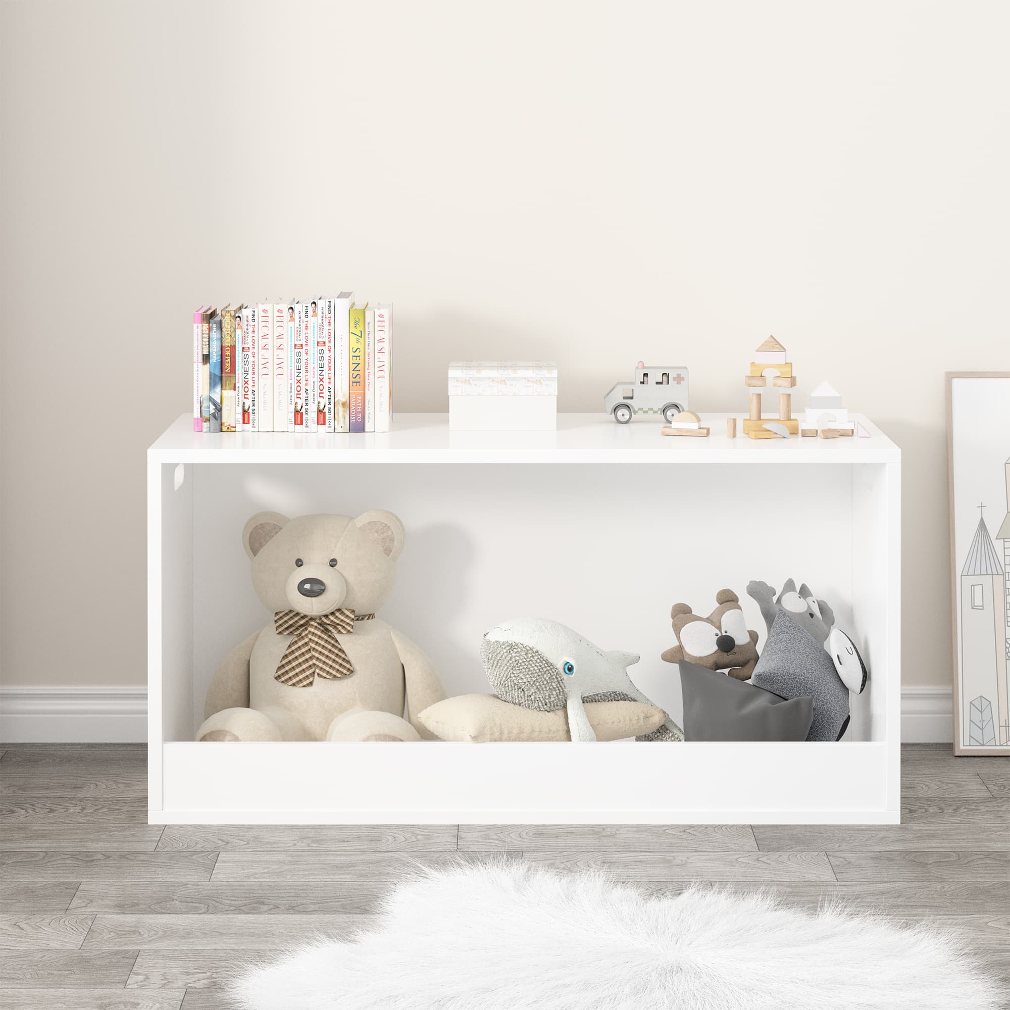 Open Toy Storage Box For Kids, White image 5