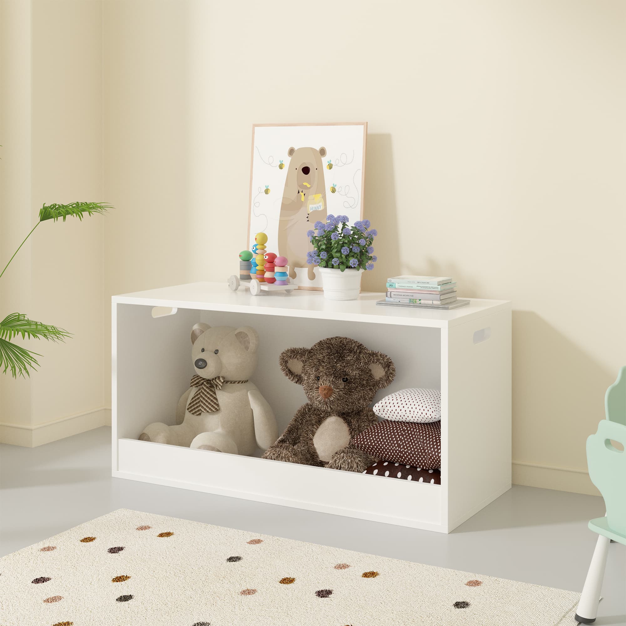 Open Toy Storage Box For Kids, White image 4