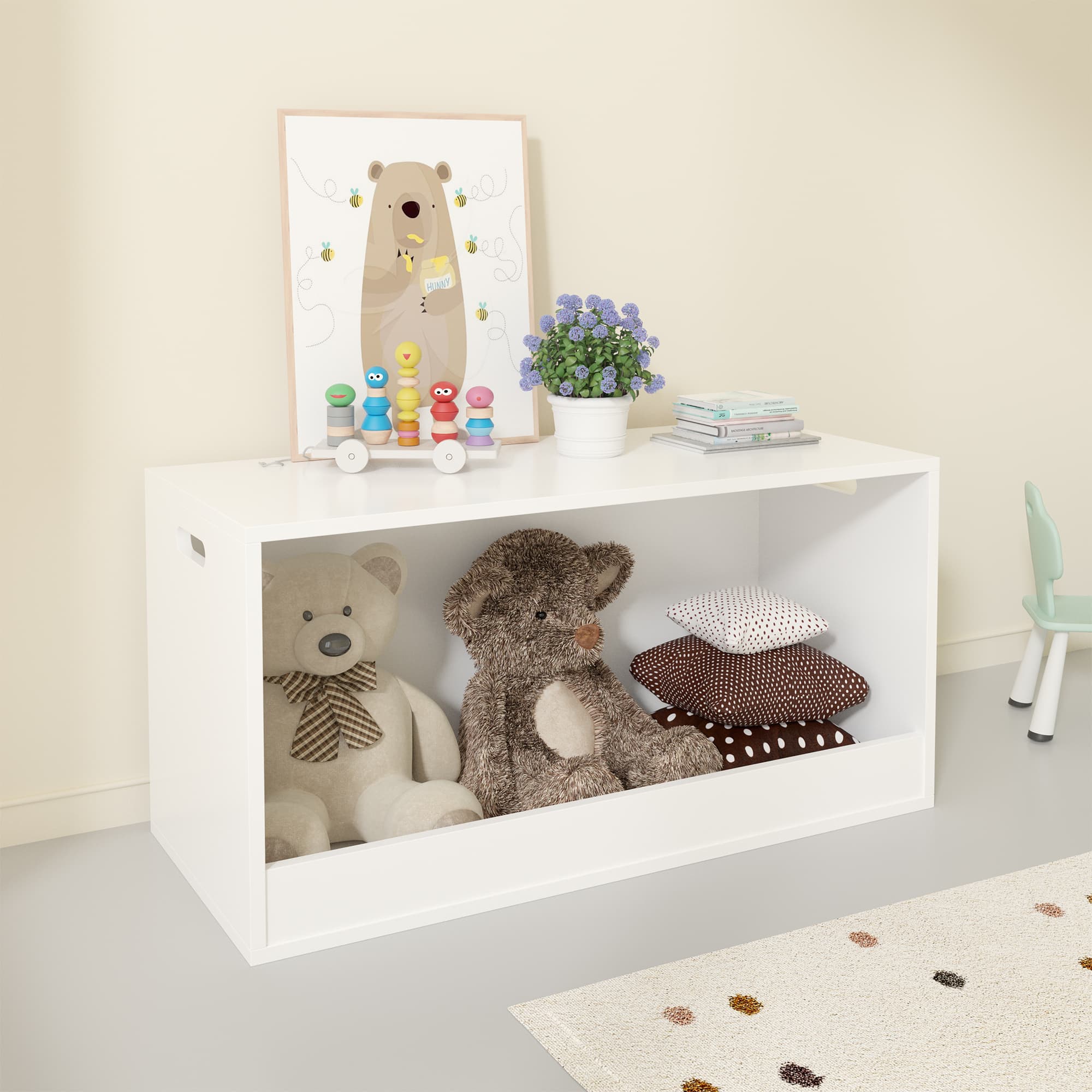 Open Toy Storage Box For Kids, White image 2