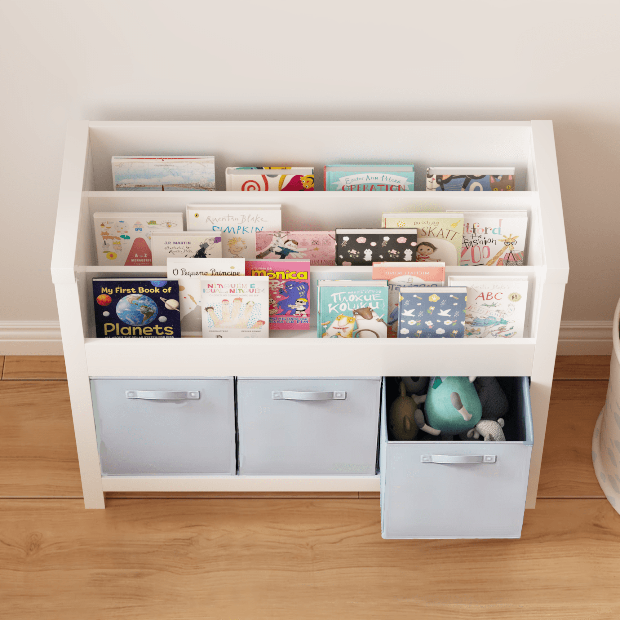 Kids Bookshelf With 3 Tier Front-Facing Storage image 5
