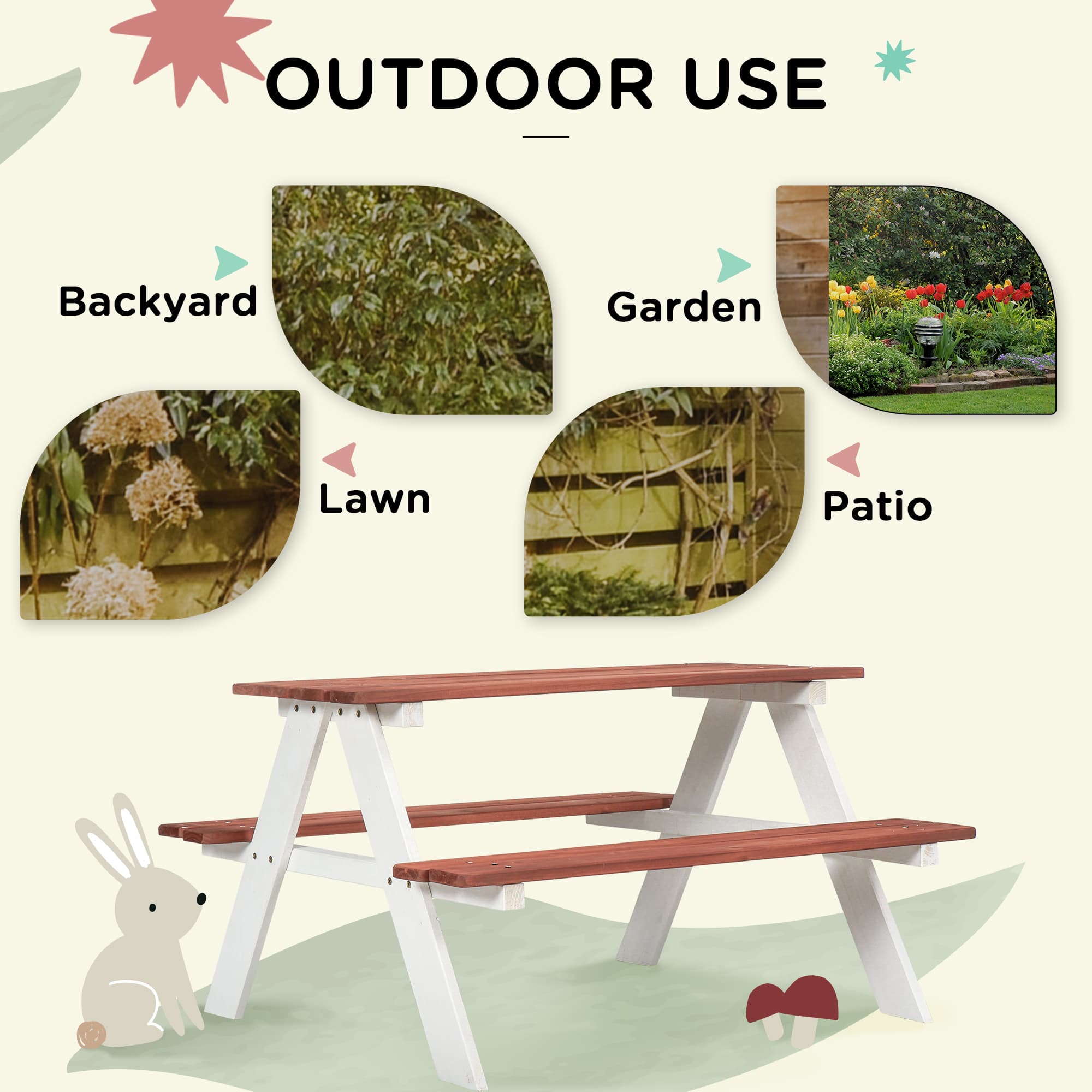 Kids Picnic Table Set, Wooden Table image 5