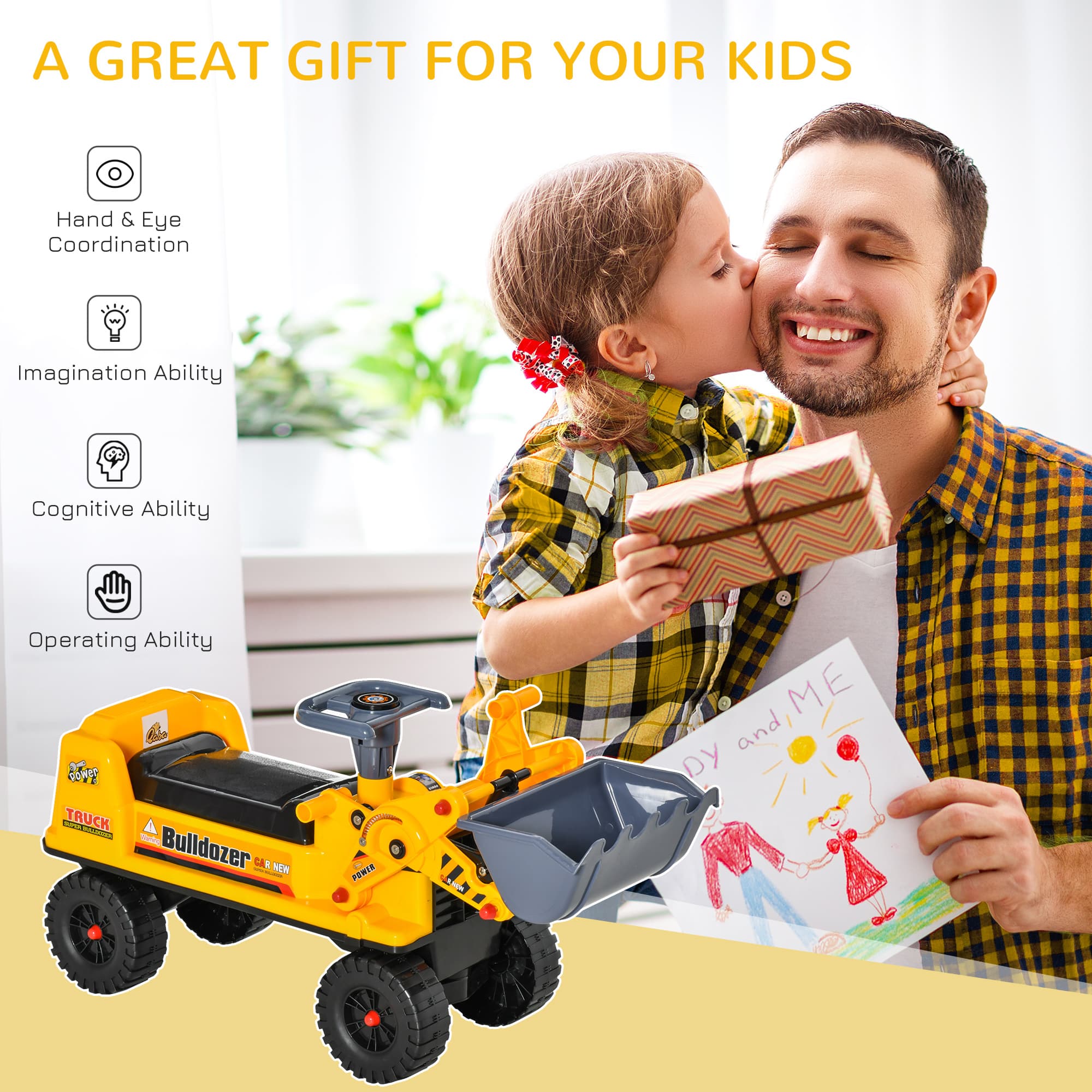 Kids Bulldozer Ride-On Toy for Toddler with image 4
