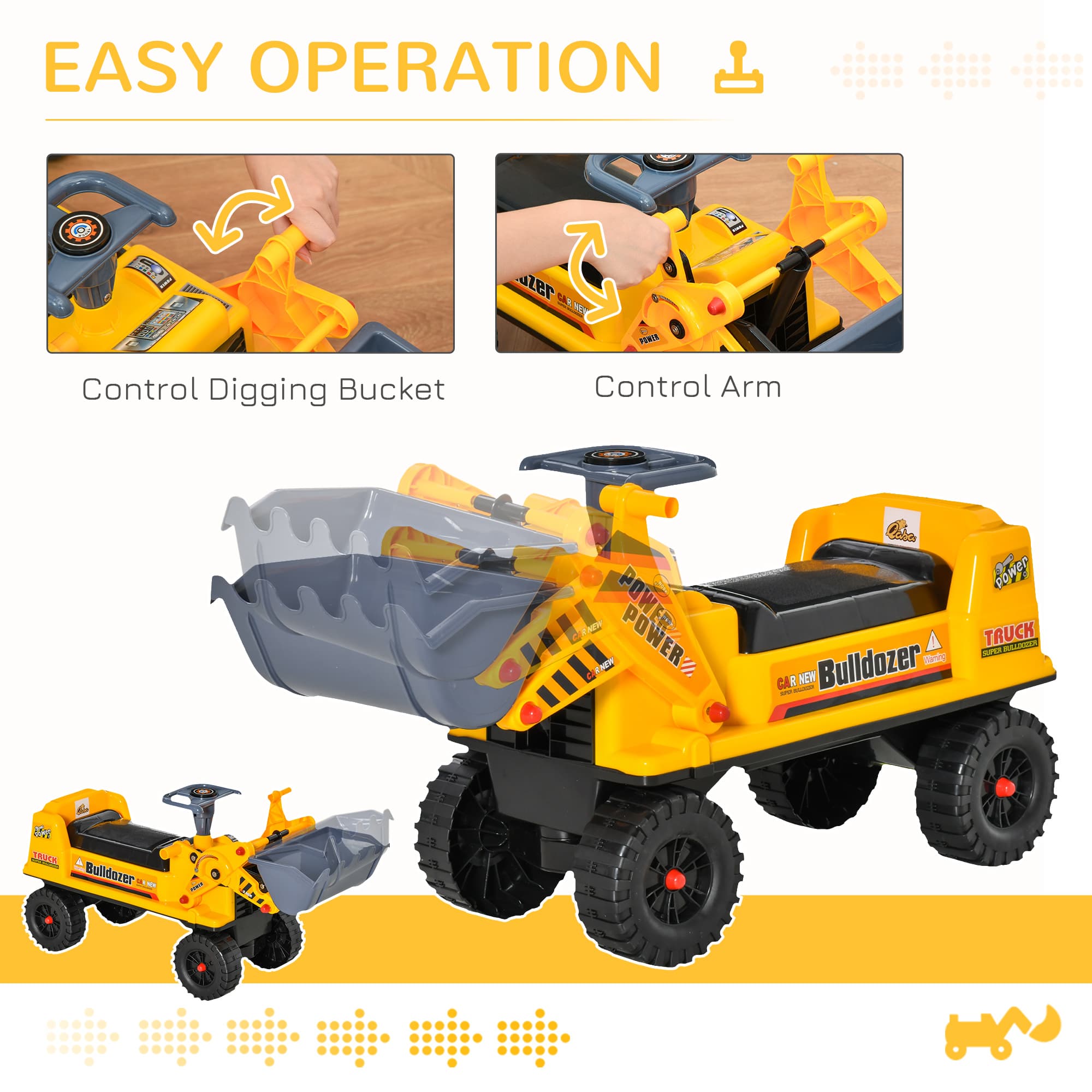 Kids Bulldozer Ride-On Toy for Toddler with image 5