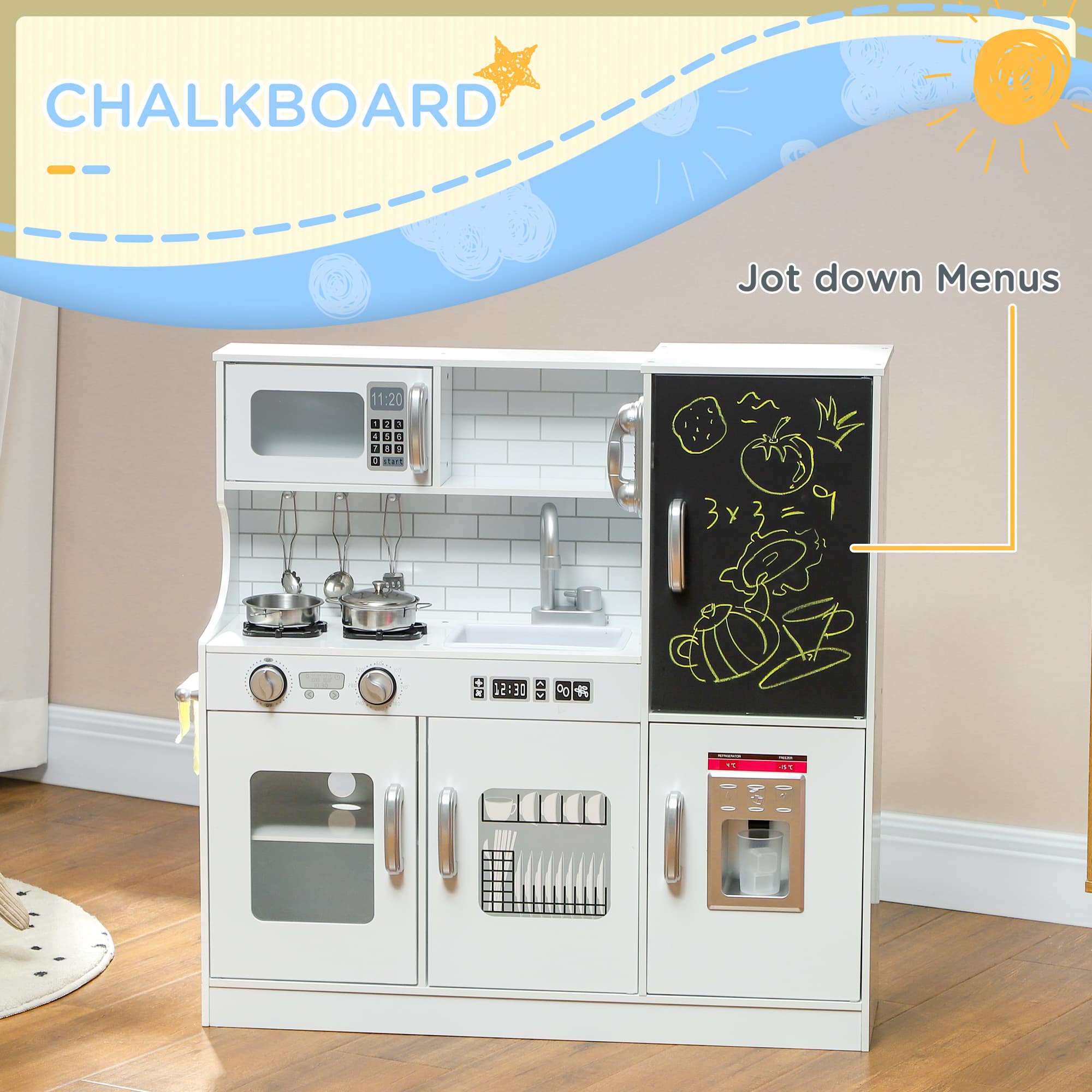 Pretend Play Kitchen, Kids Kitchen Playset with image 4