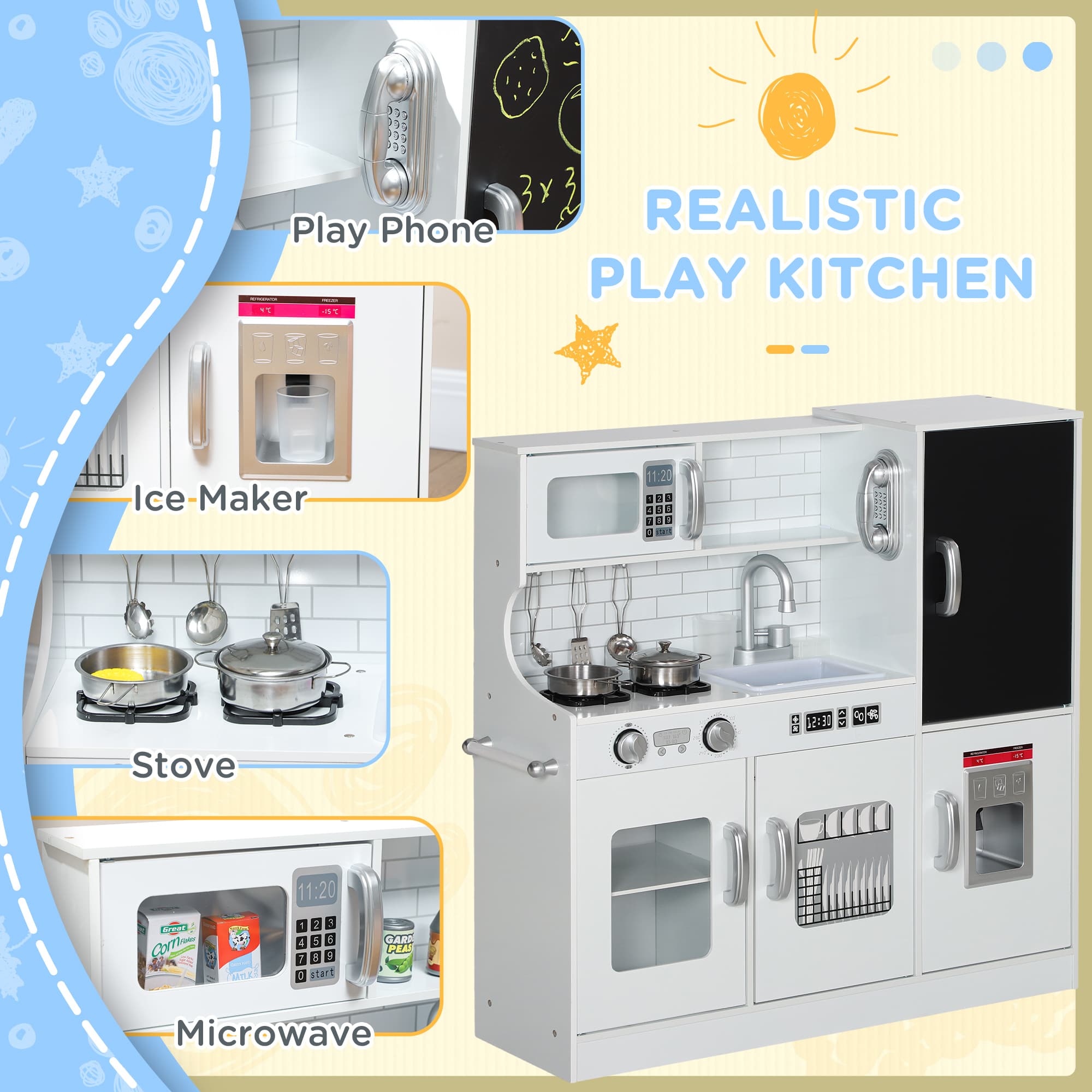 Pretend Play Kitchen, Kids Kitchen Playset with image 5