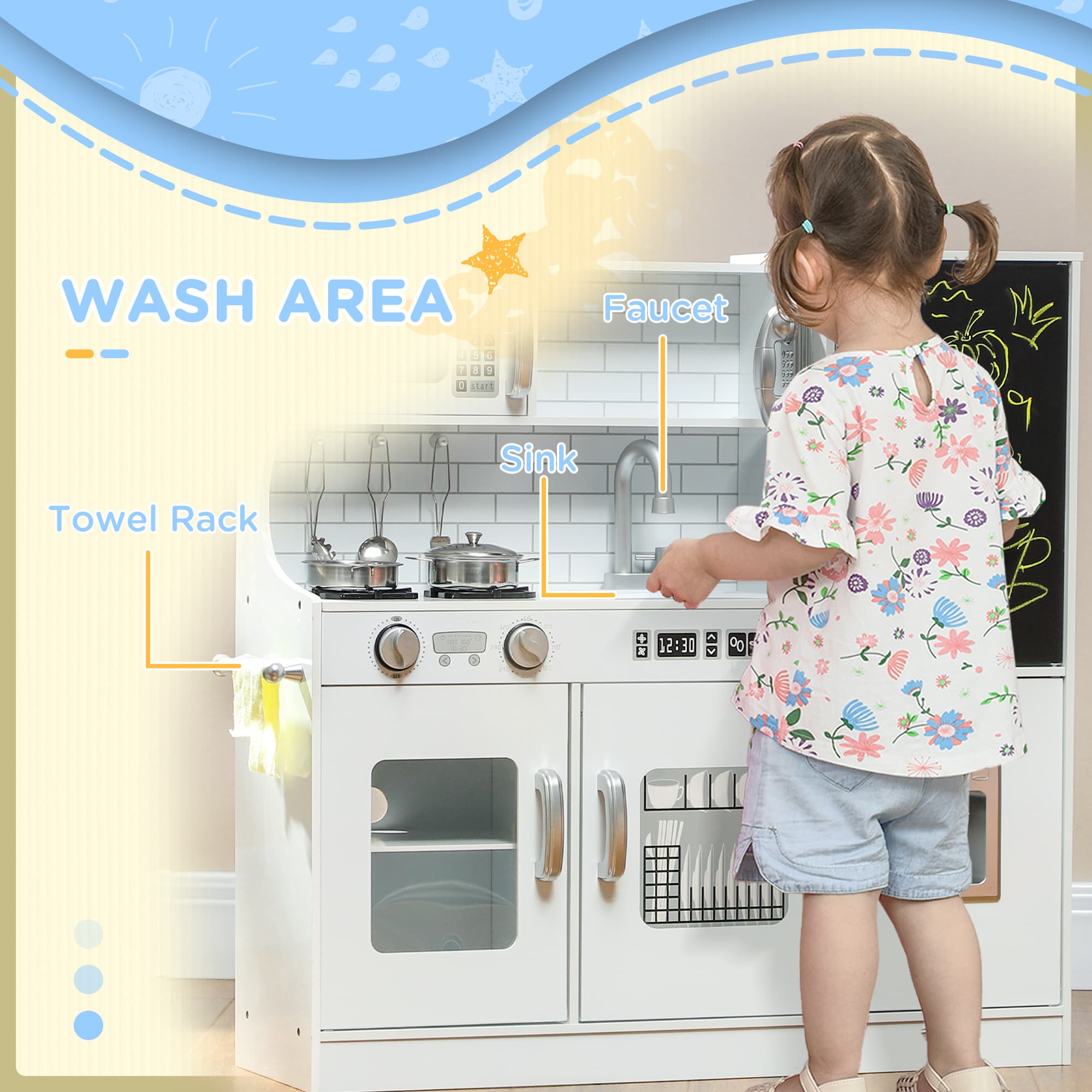 Pretend Play Kitchen, Kids Kitchen Playset with image 6