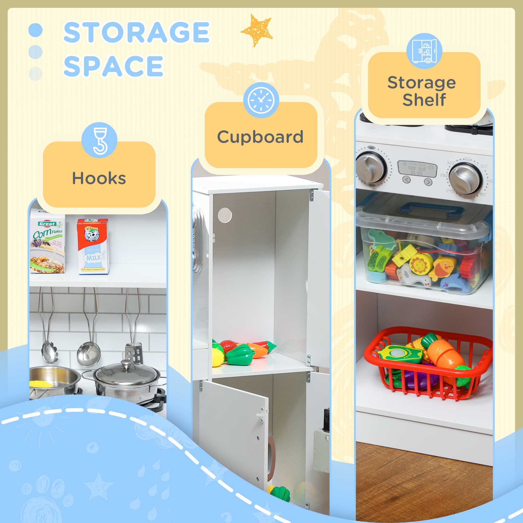 Pretend Play Kitchen, Kids Kitchen Playset with image 8