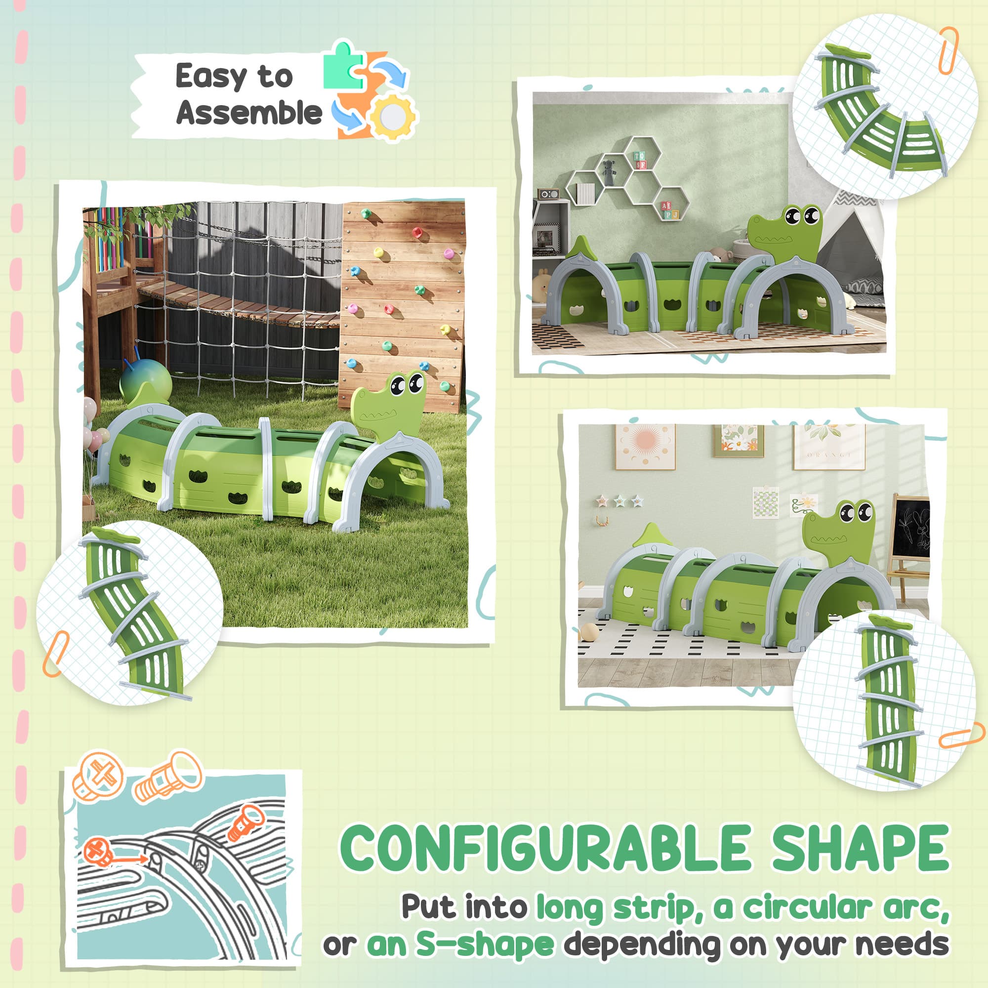 Crocodile Design Kids Play Tunnel for Kids image 4