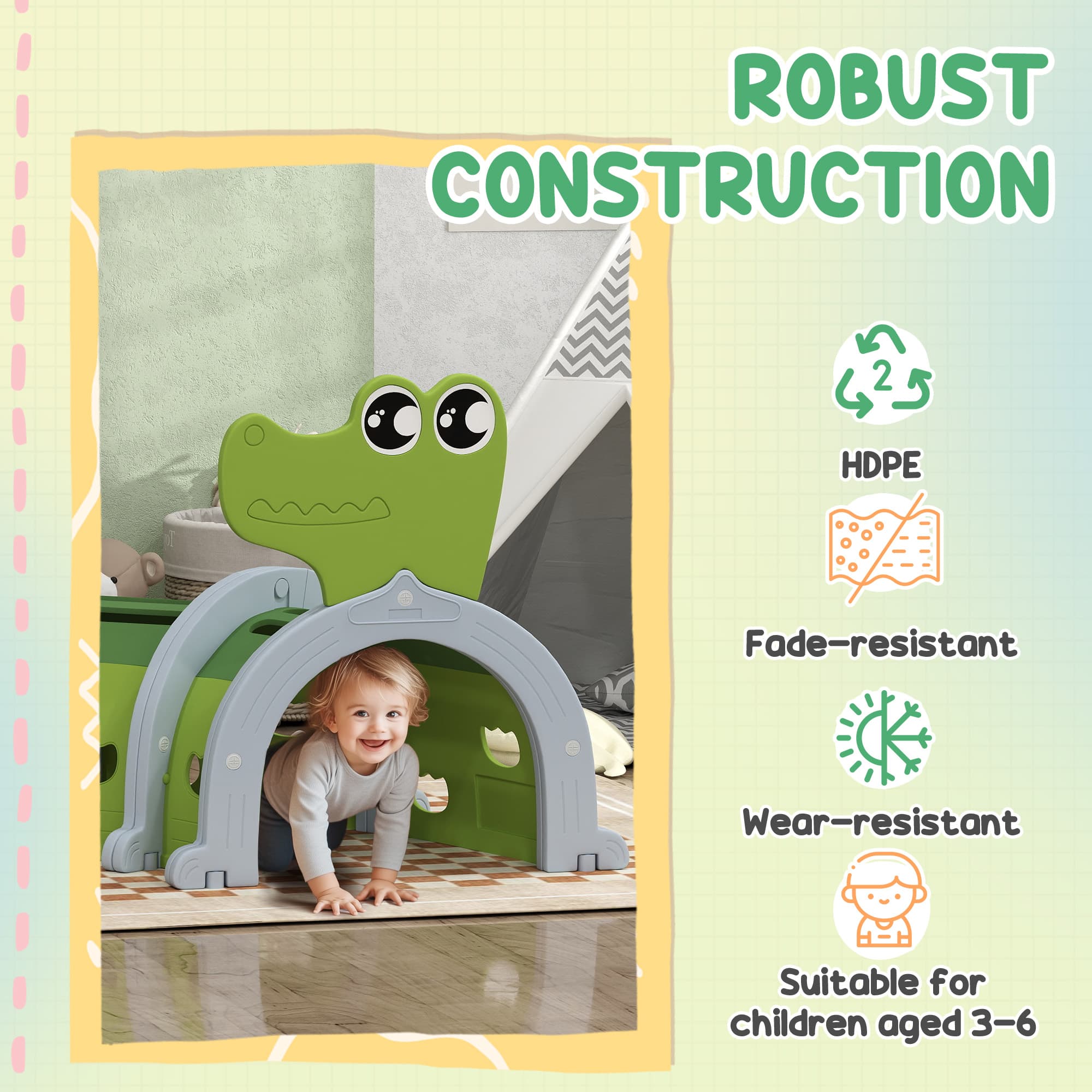 Crocodile Design Kids Play Tunnel for Kids image 5