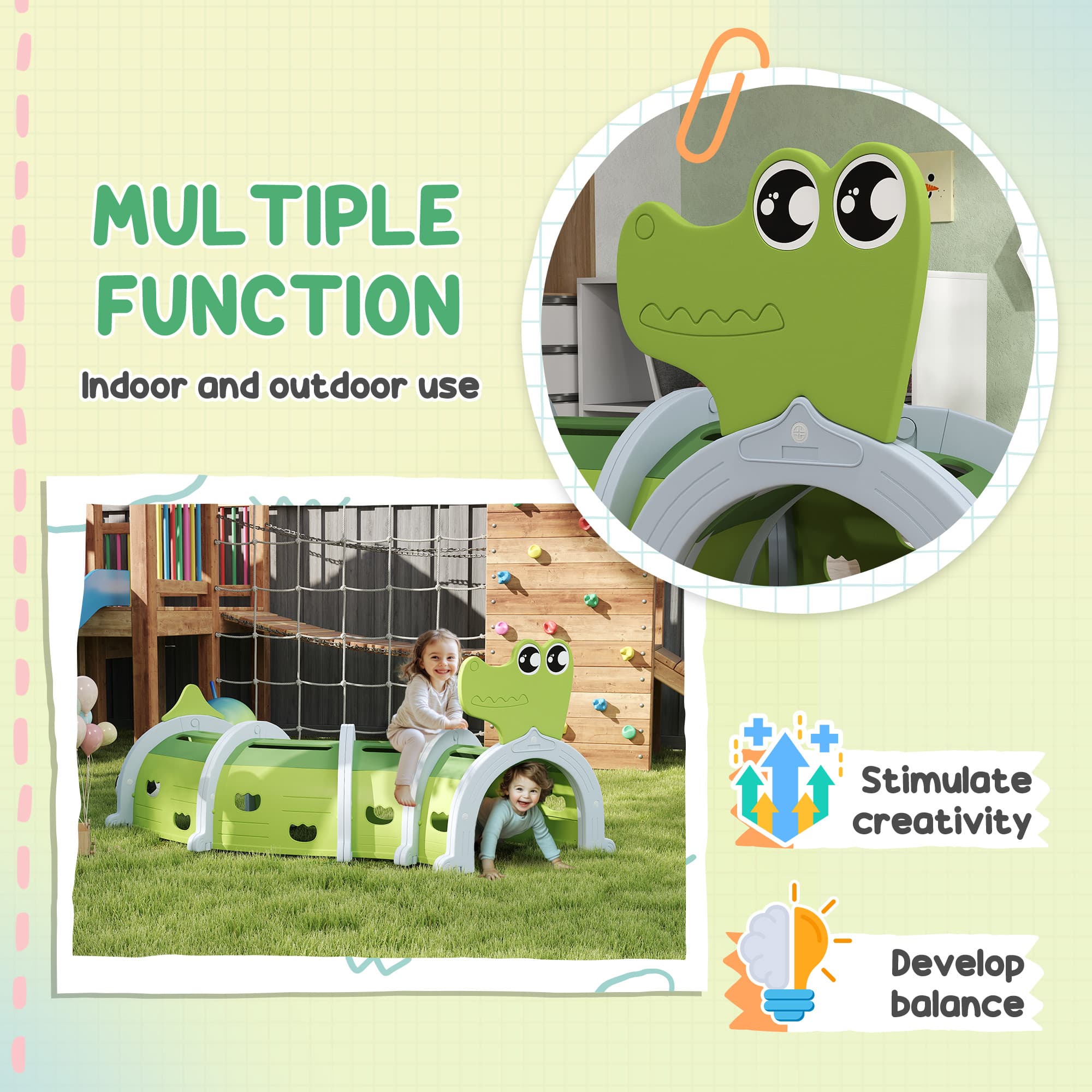 Crocodile Design Kids Play Tunnel for Kids image 6
