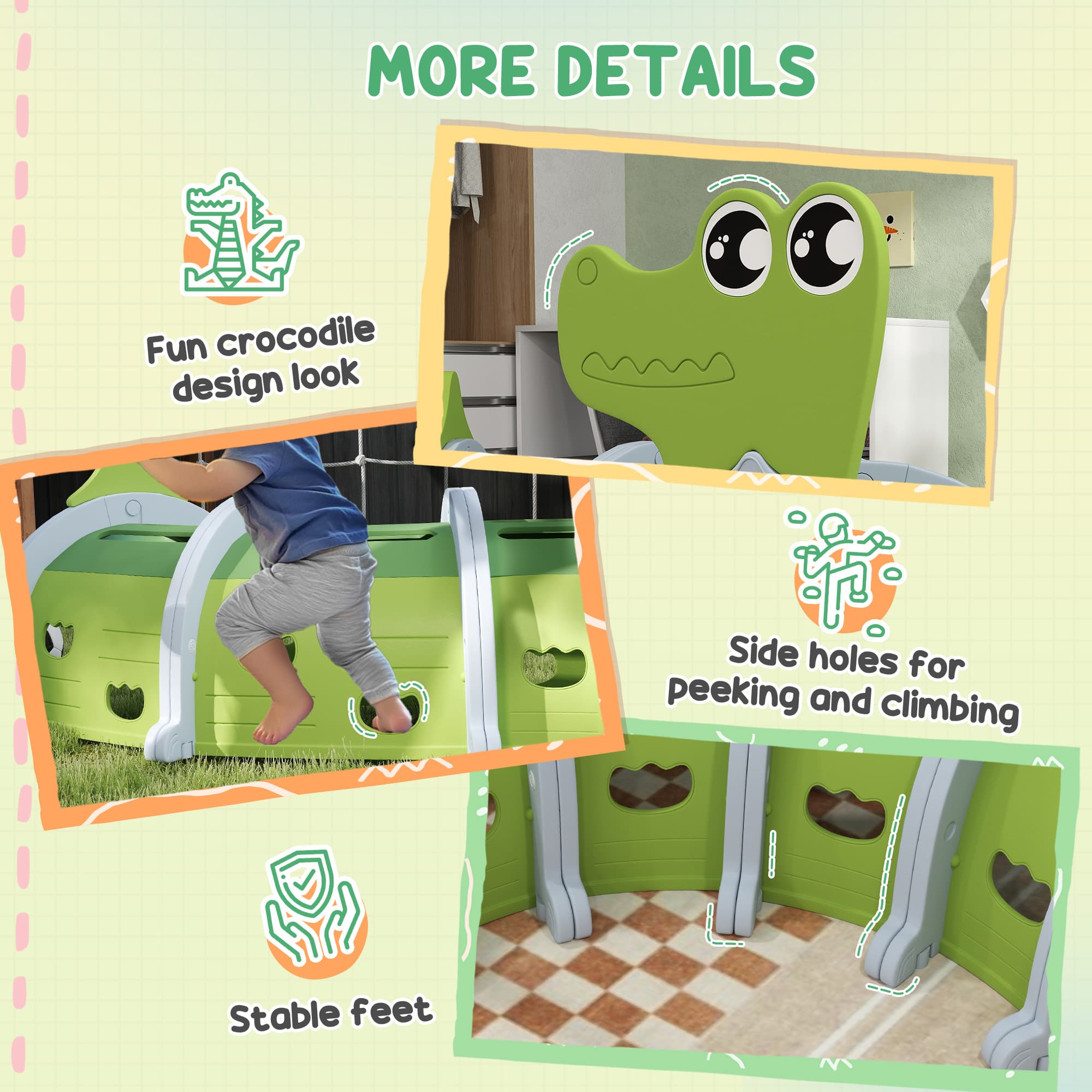 Crocodile Design Kids Play Tunnel for Kids image 7