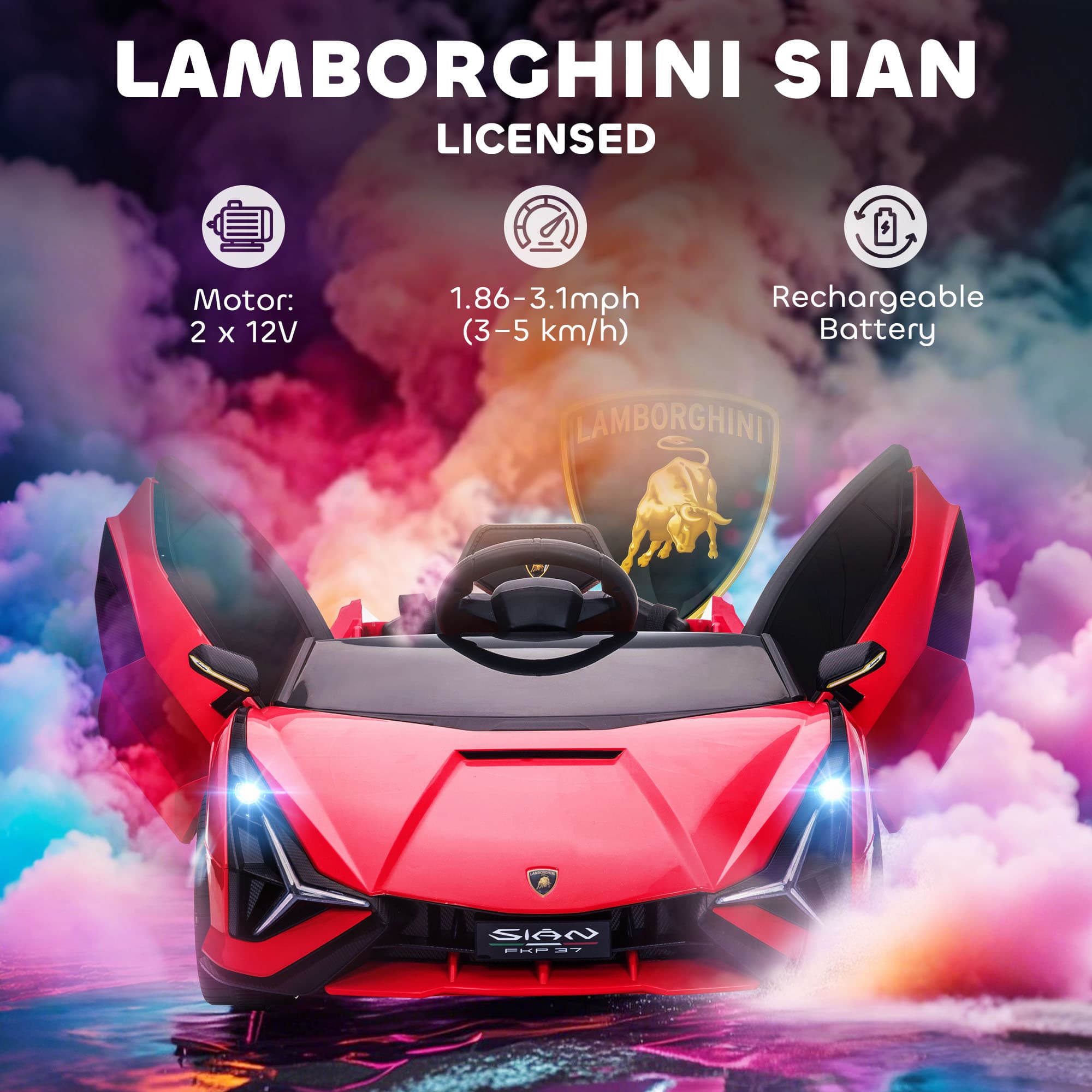 12V Lamborghini SIAN Licensed Electric Car for image 4