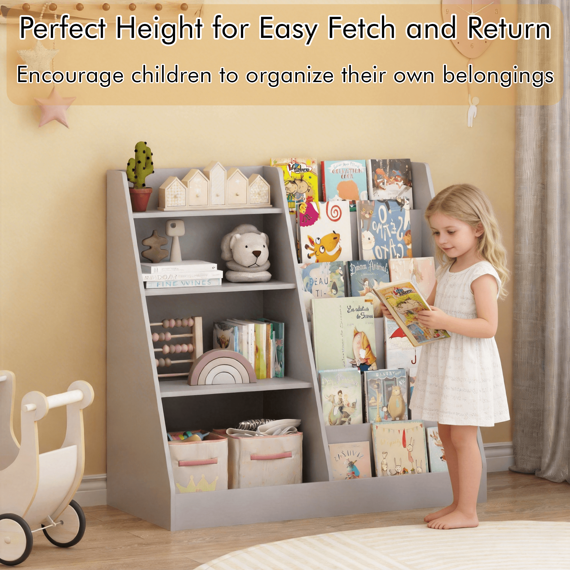 Kids Bookshelf And Toy Storage Organizer, Multifunctional image 8