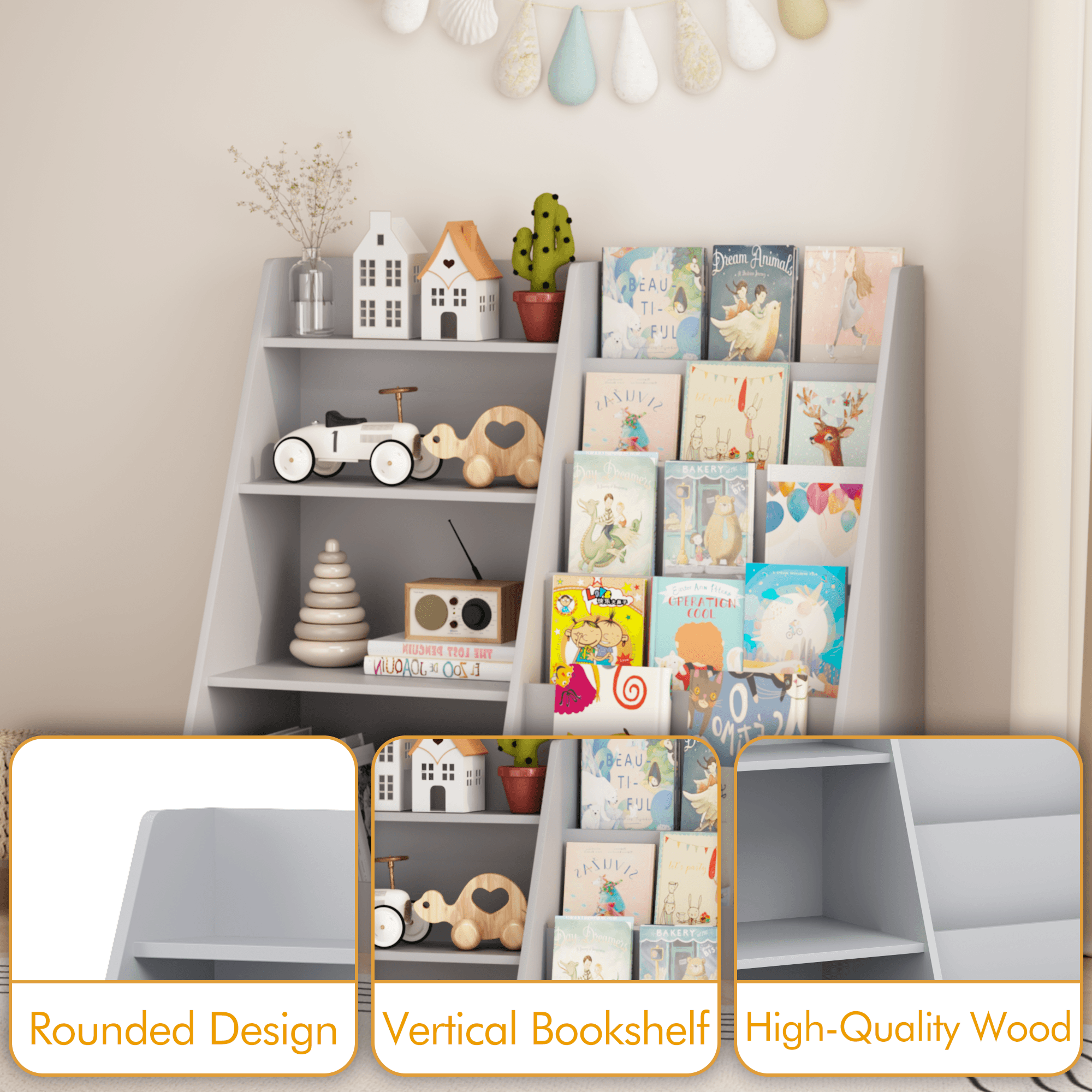 Kids Bookshelf And Toy Storage Organizer, Multifunctional image 9