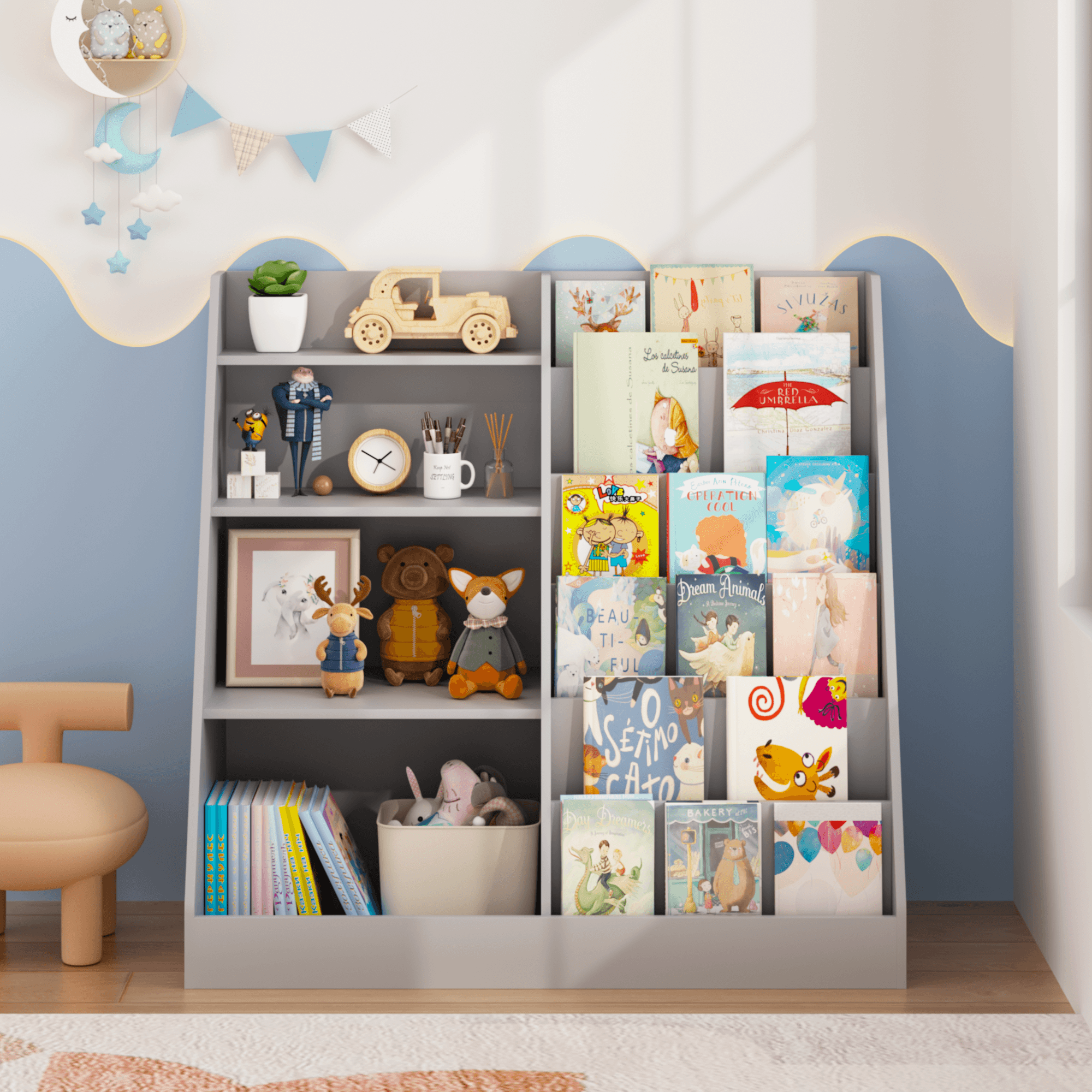 Kids Bookshelf And Toy Storage Organizer, Multifunctional image 4