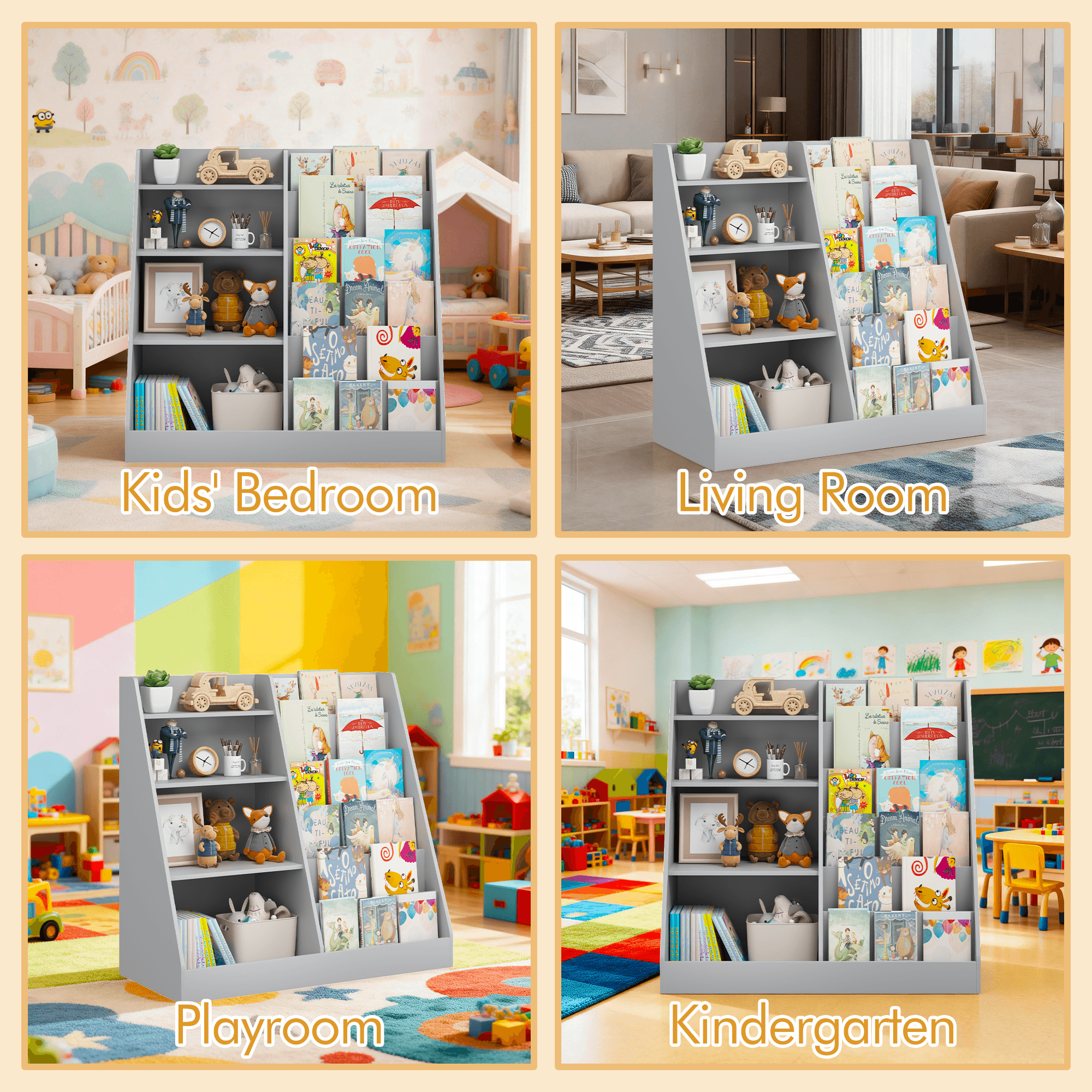 Kids Bookshelf And Toy Storage Organizer, Multifunctional image 11