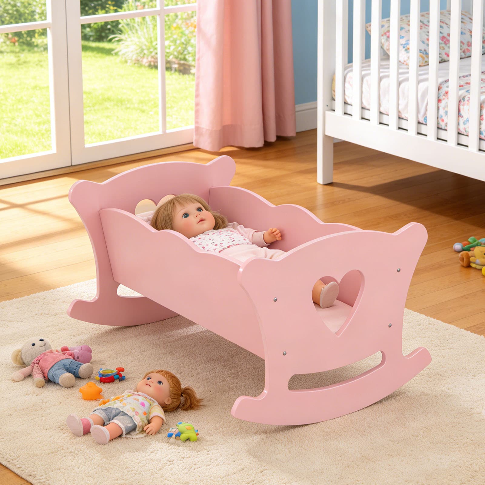 Wooden Cradle For 20 Inch Dolls Kids image 3
