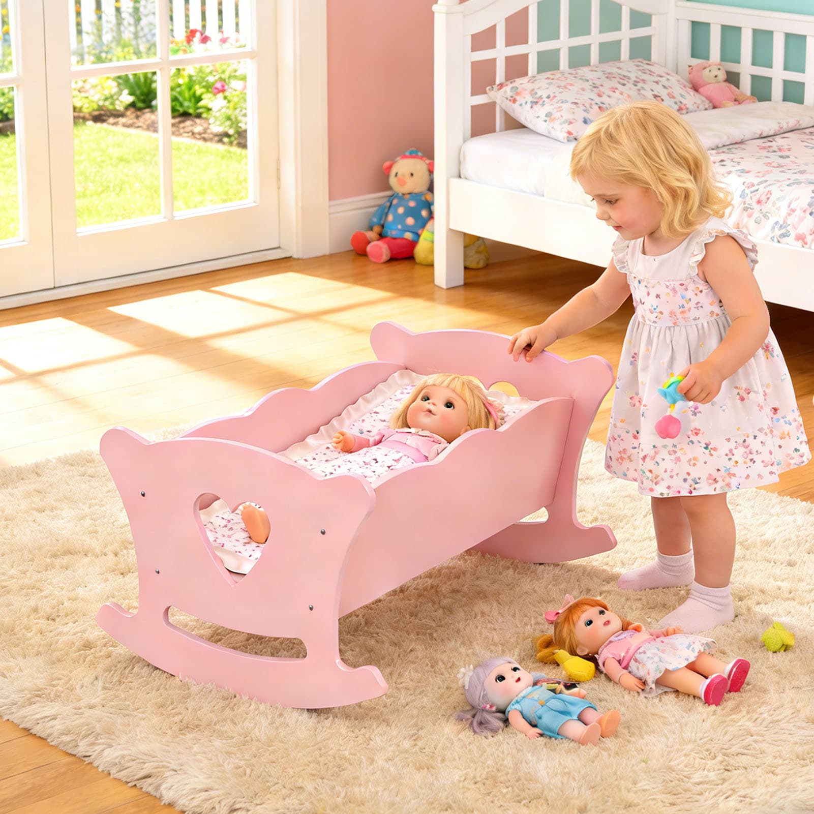 Wooden Cradle For 20 Inch Dolls Kids image 5