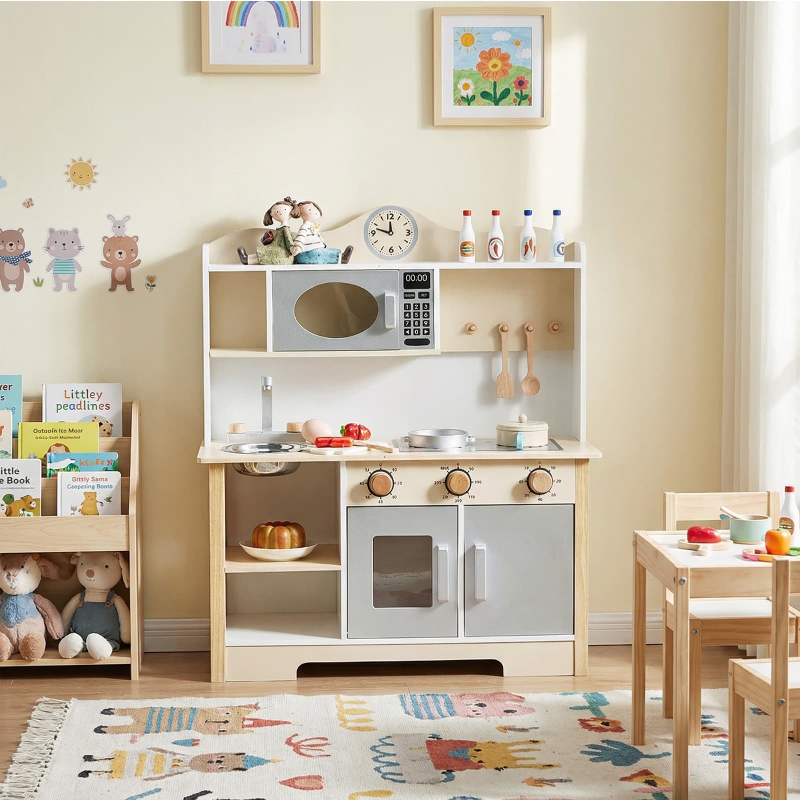 Wooden Play Kitchen Set Realistic Toddler Kitchen image 3