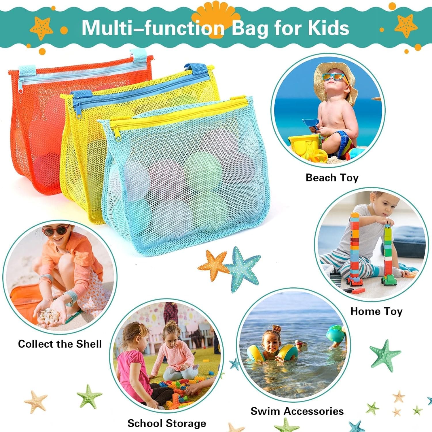 3 Pack Beach Toys Mesh Beach Bag image 7