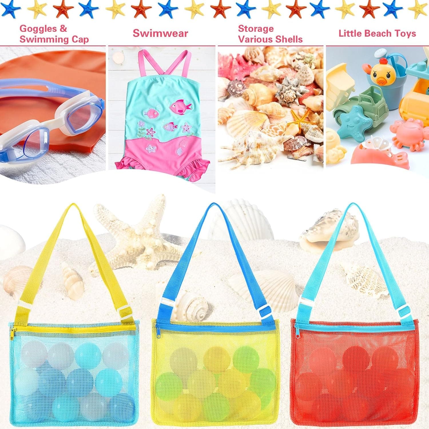 3 Pack Beach Toys Mesh Beach Bag image 4